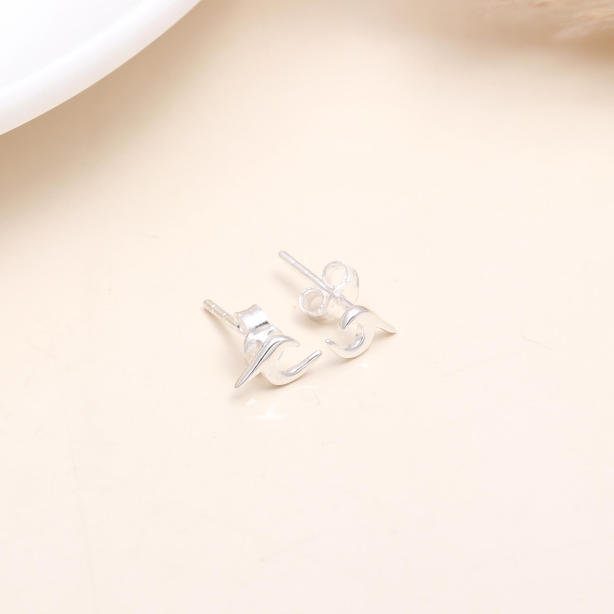 925 Sterling Silver Unique Minimalist Stud Earrings
