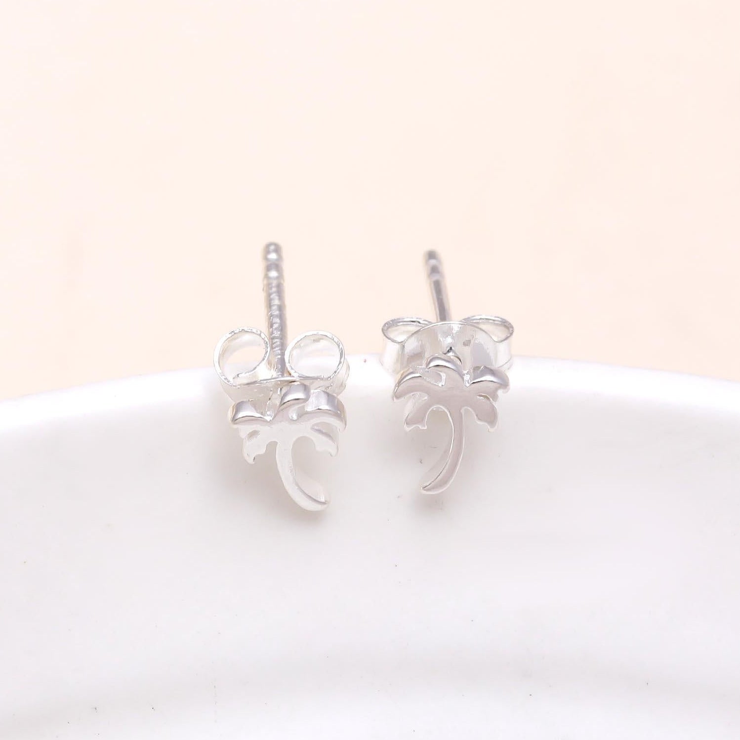 925 Sterling Silver Palm Tree Stud Earrings