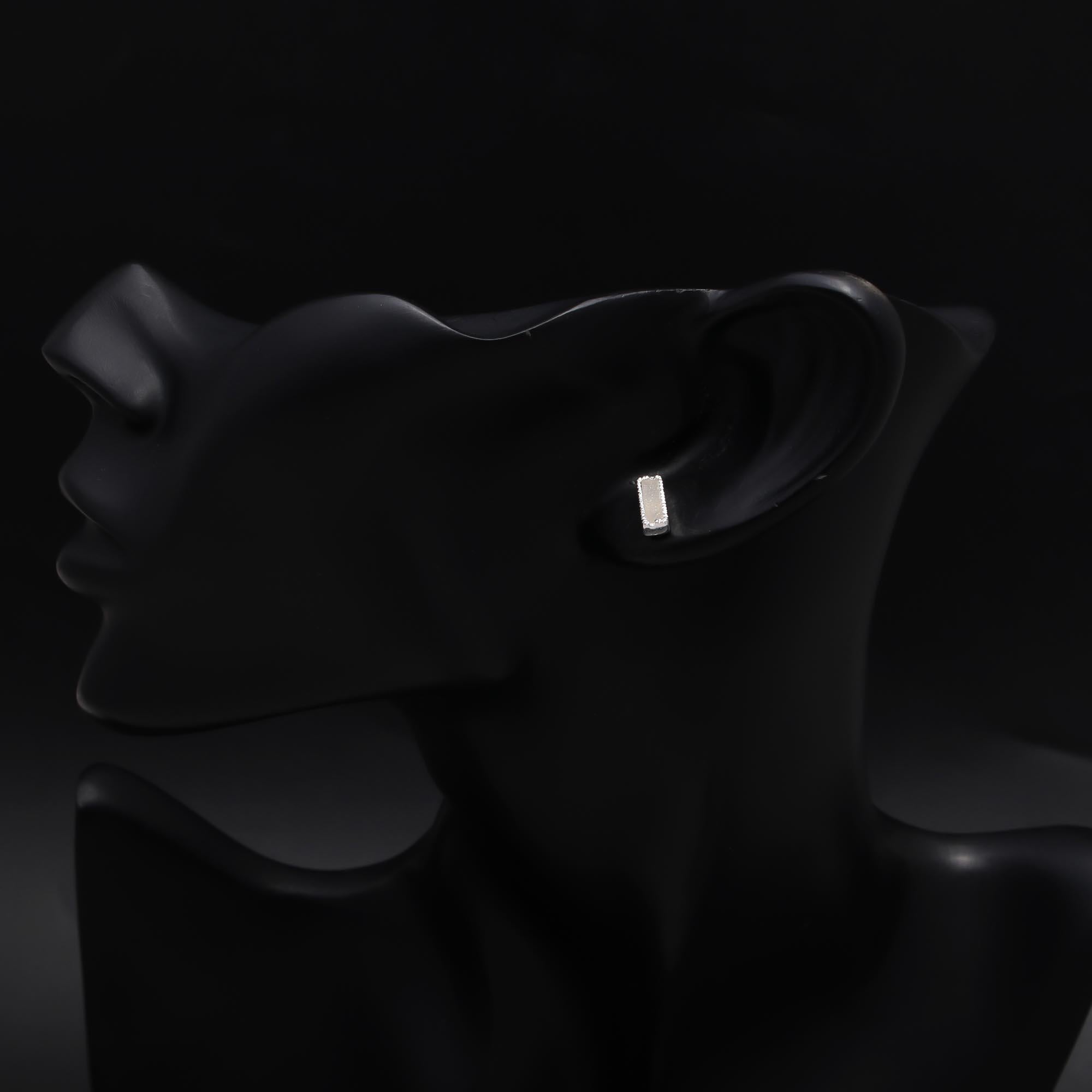 925 Sterling Silver Baguette Druzy Stud Earrings