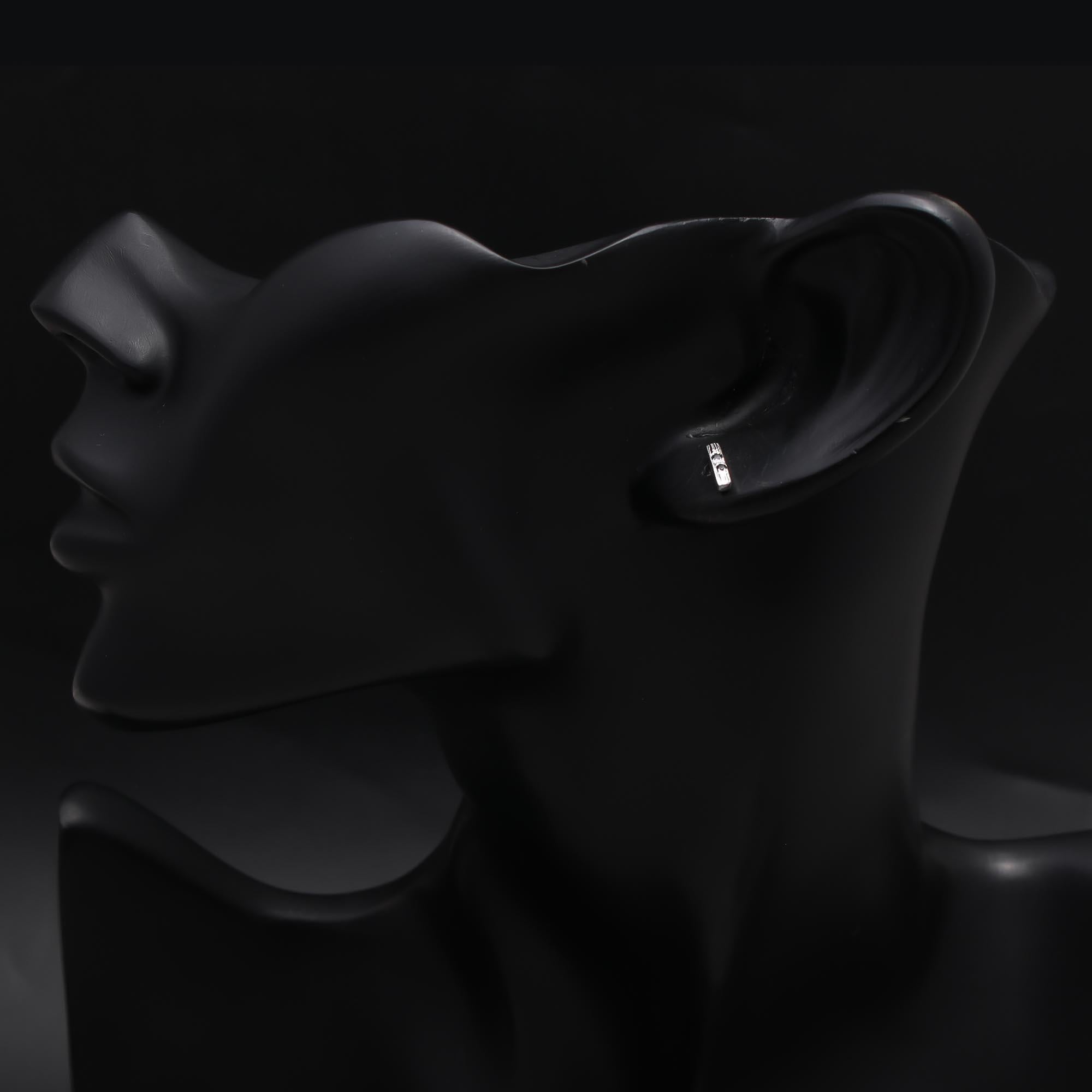 925 Sterling Silver Black Stone Bar Stud Earrings