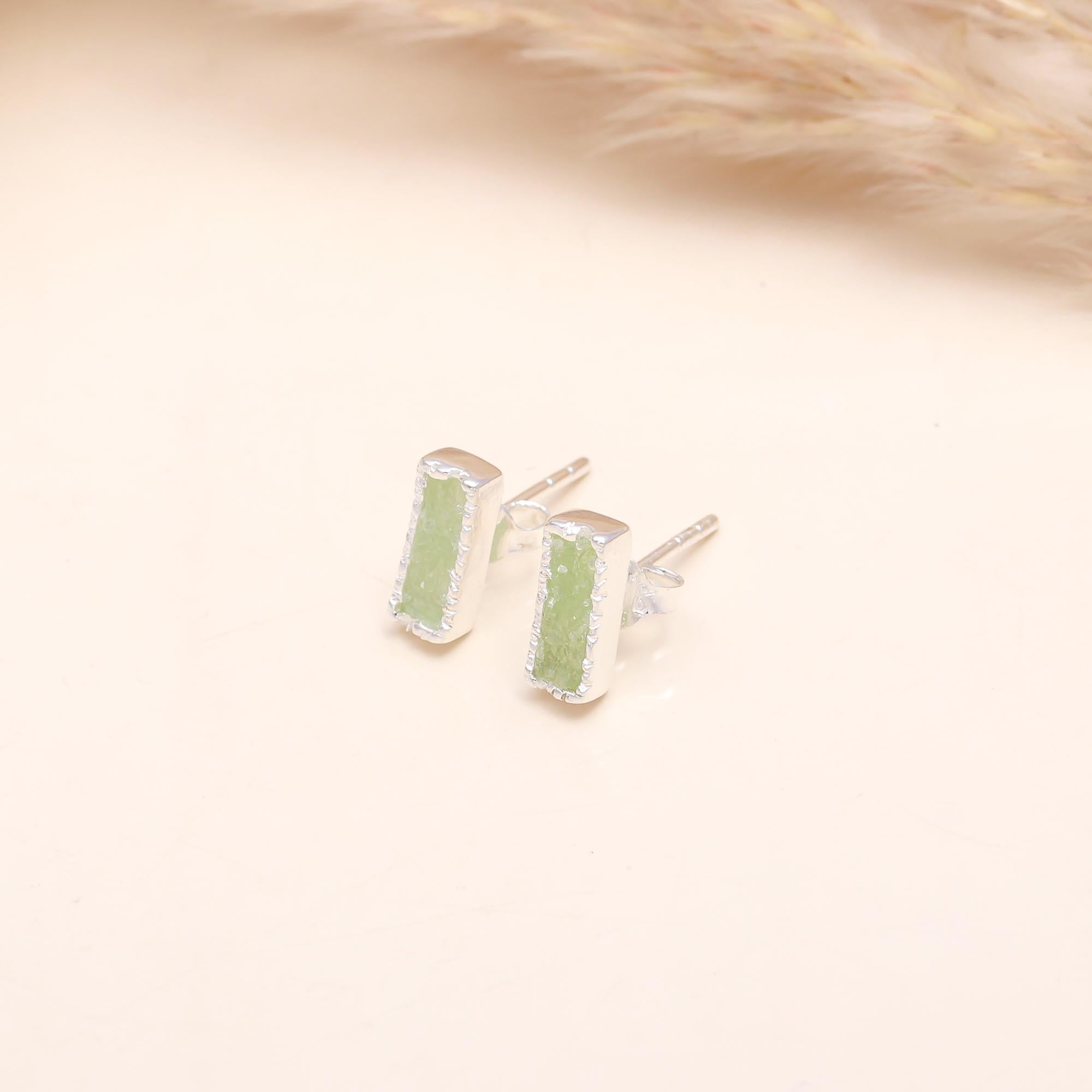 925 Sterling Silver Green Druzy Stud Earrings