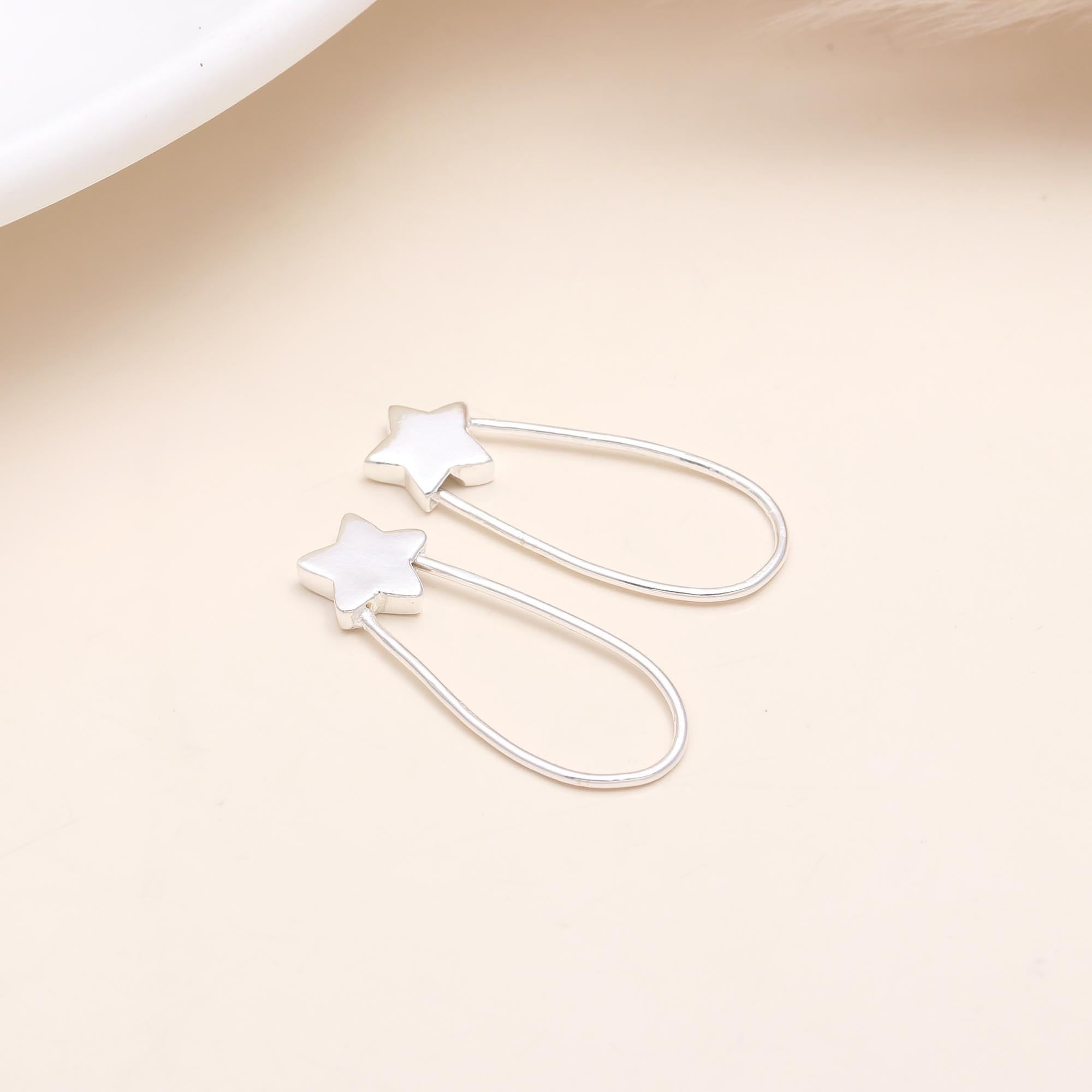 925 Sterling Silver Star Drop Earrings
