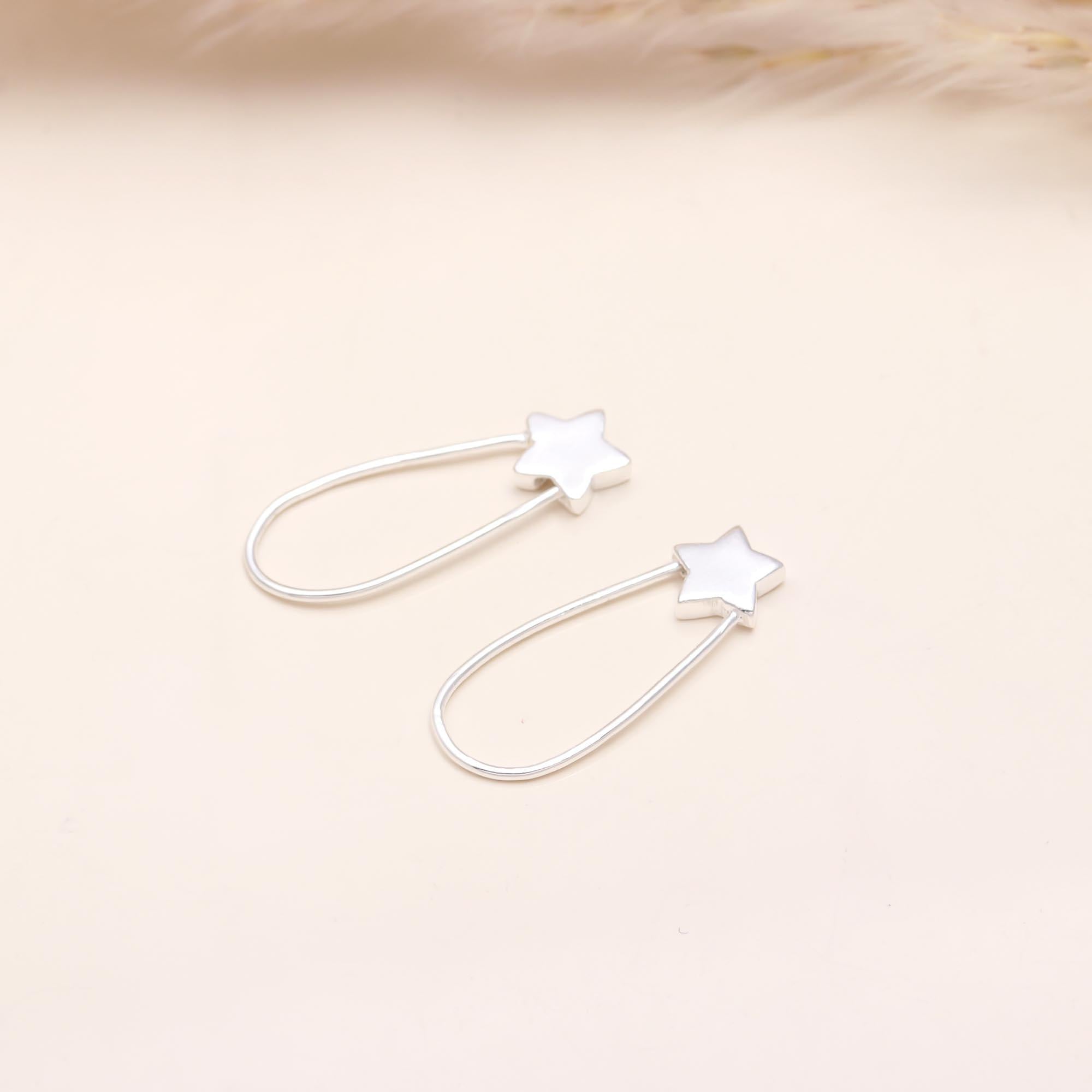 925 Sterling Silver Star Drop Earrings
