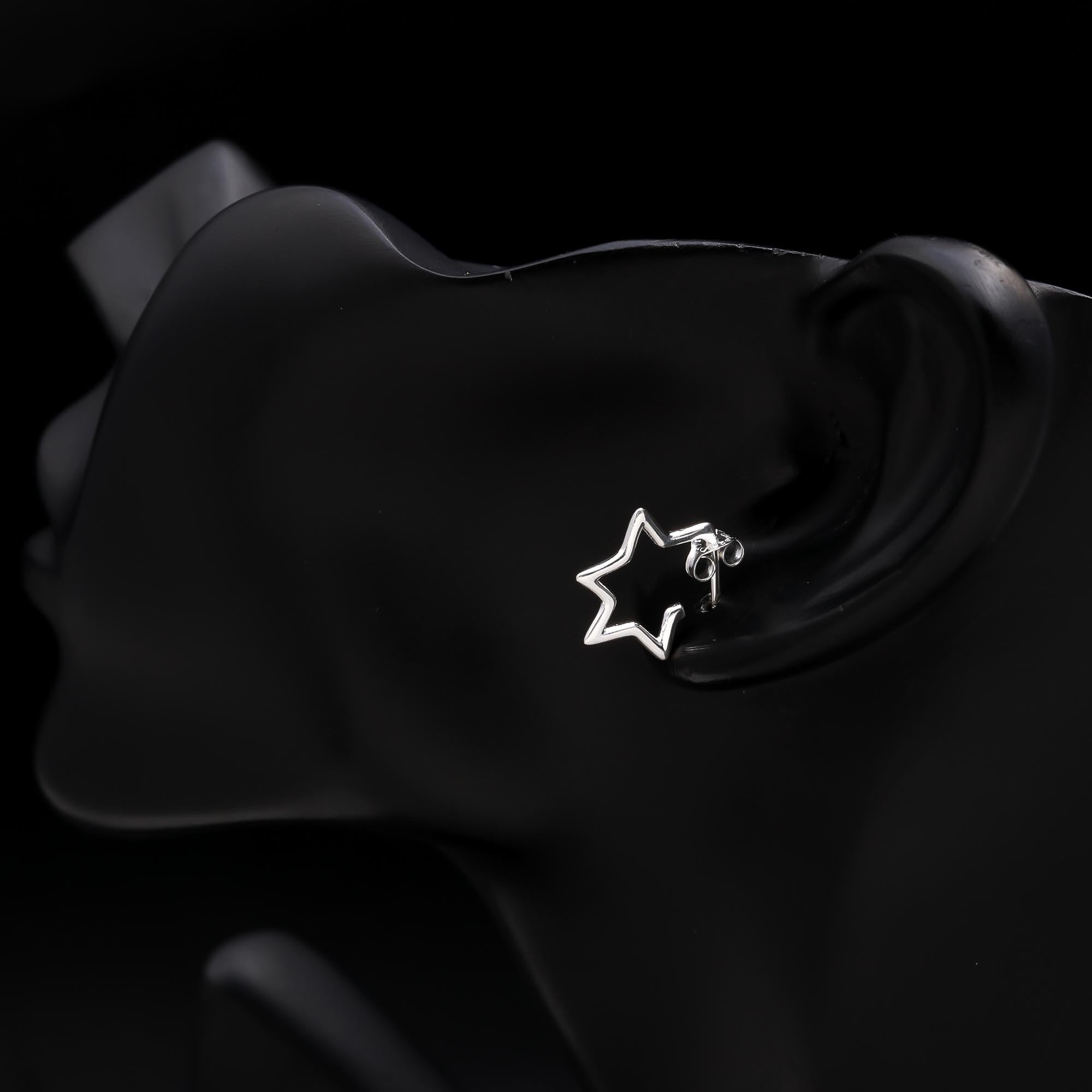 925 Sterling Silver Star Outline Stud Earrings