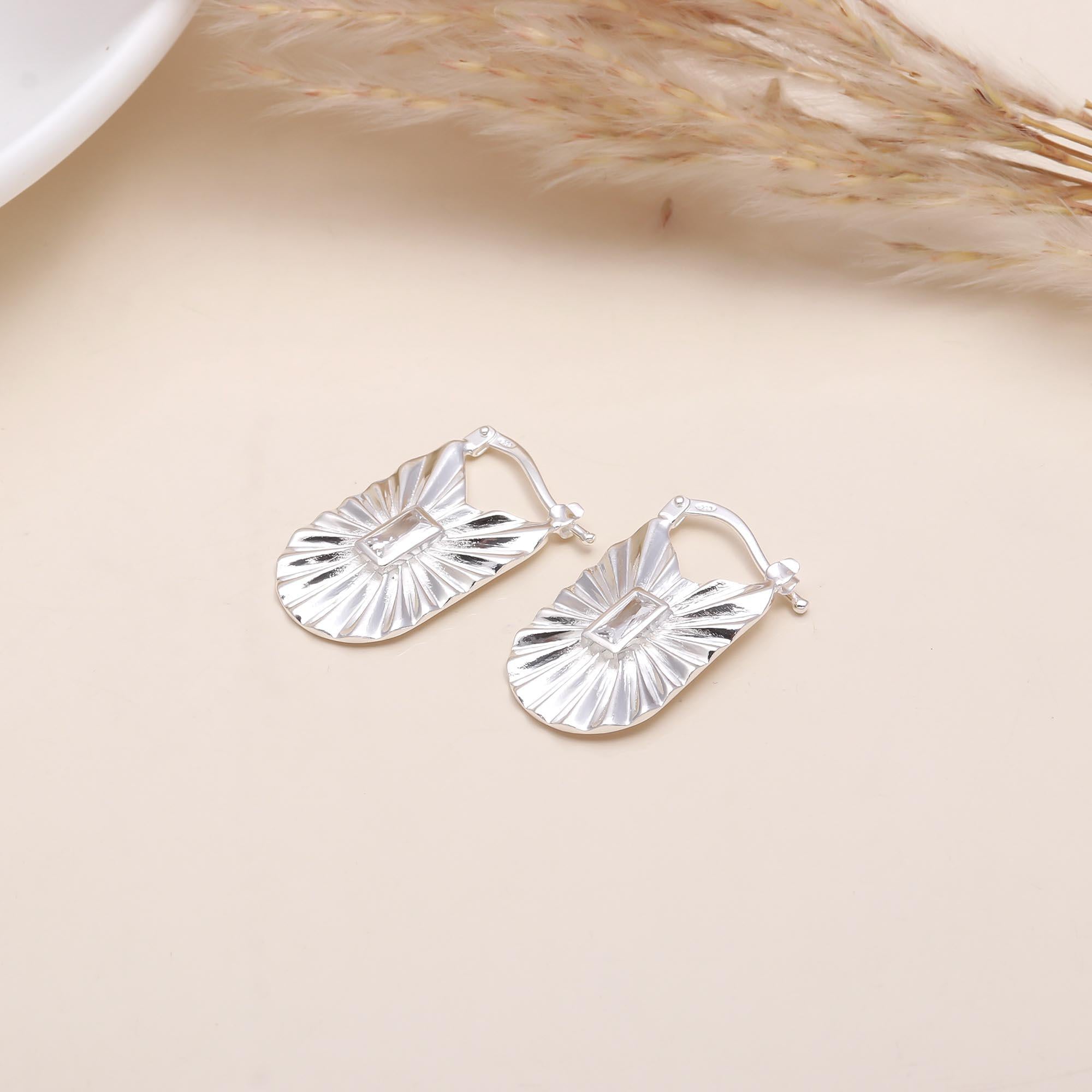 925 Sterling Silver Vintage Textured Statement Earrings