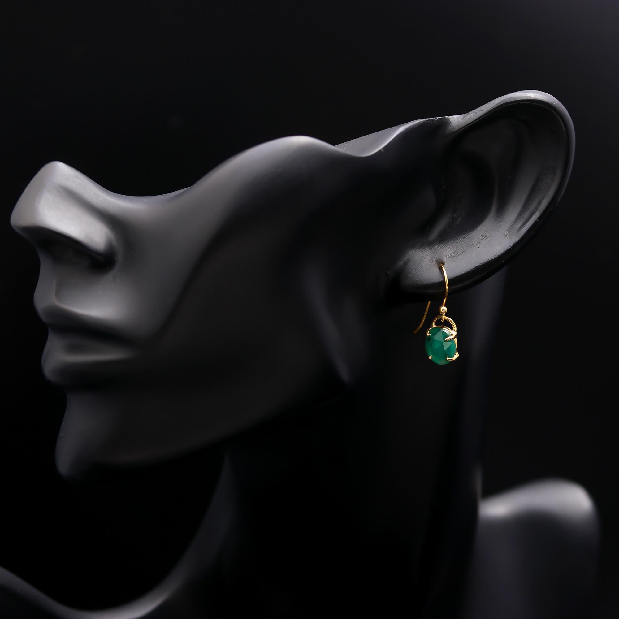 Zambian Emerald Dangle Earrings in Sterling Silver