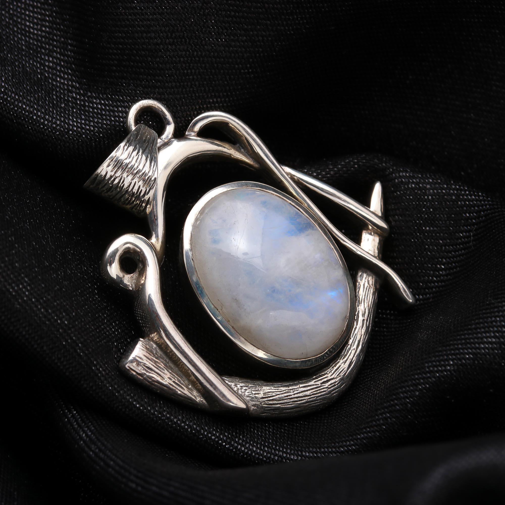 925 Sterling Silver Artisan Moonstone Pendant