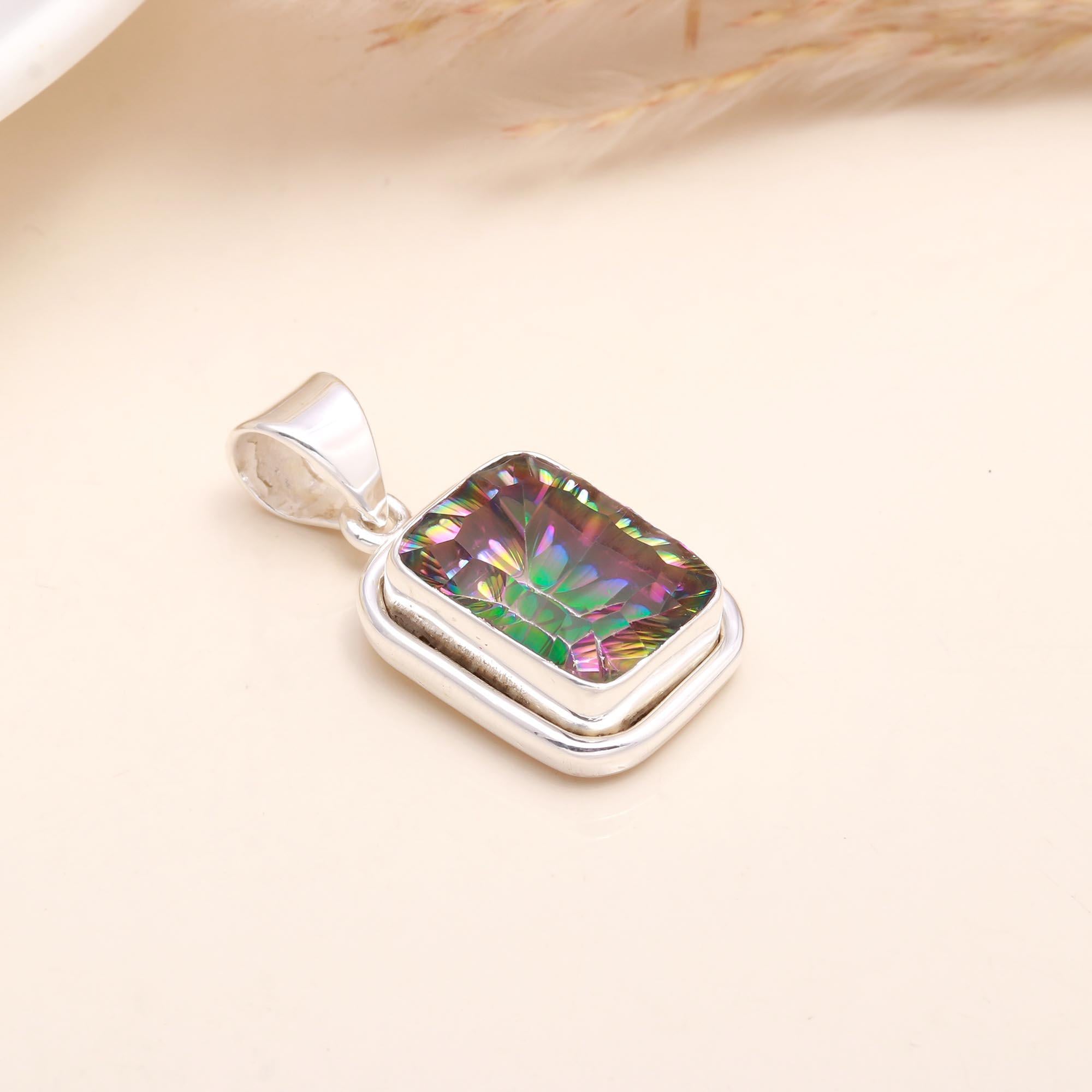 925 Sterling Silver Mystic Topaz Pendant