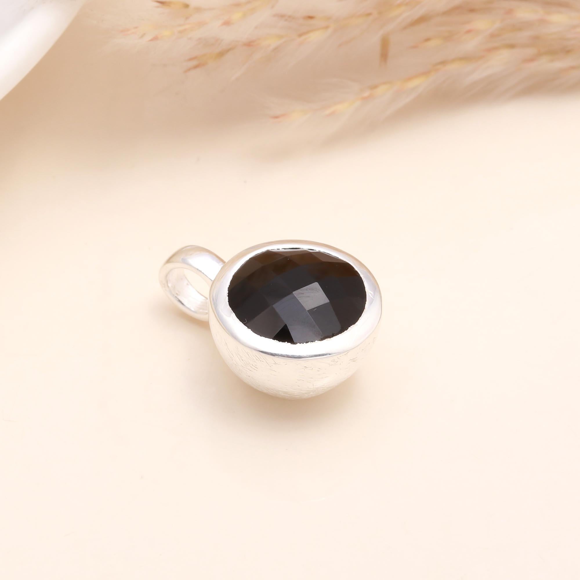 925 Sterling Silver Faceted Smoky Quartz Round Pendant