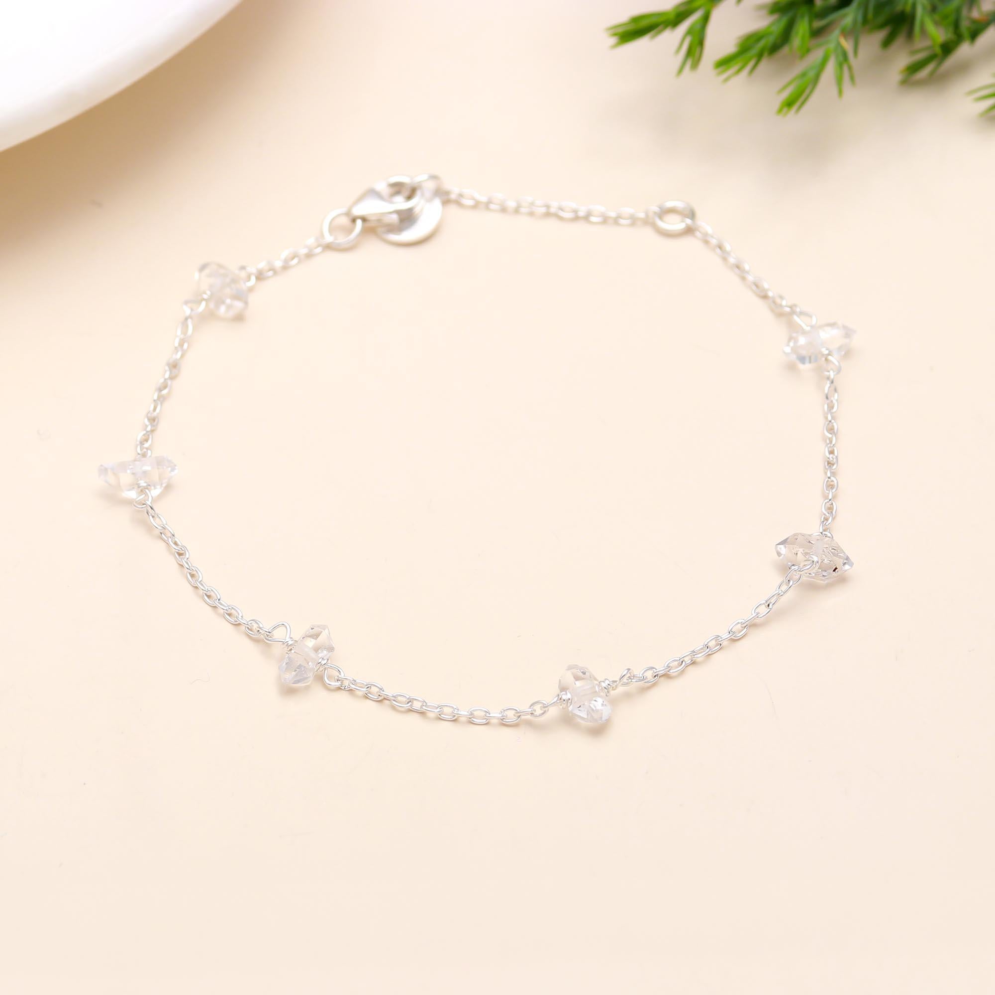 925 Silver Crystal Quartz Chain Bracelet
