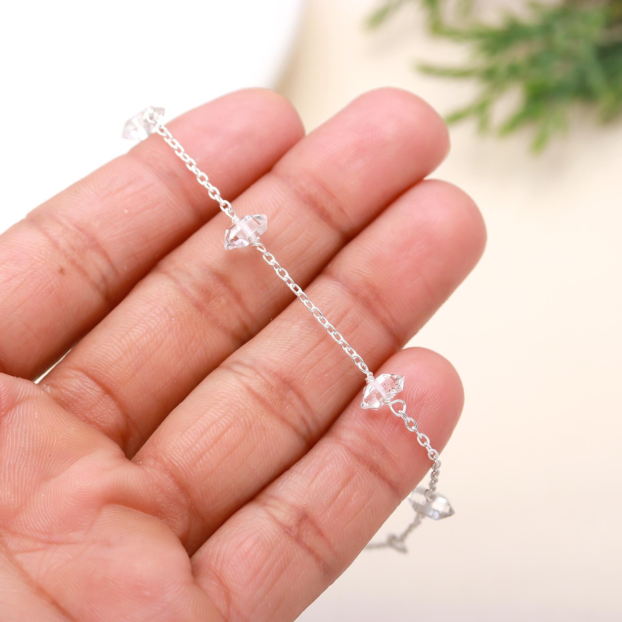 925 Silver Crystal Quartz Chain Bracelet