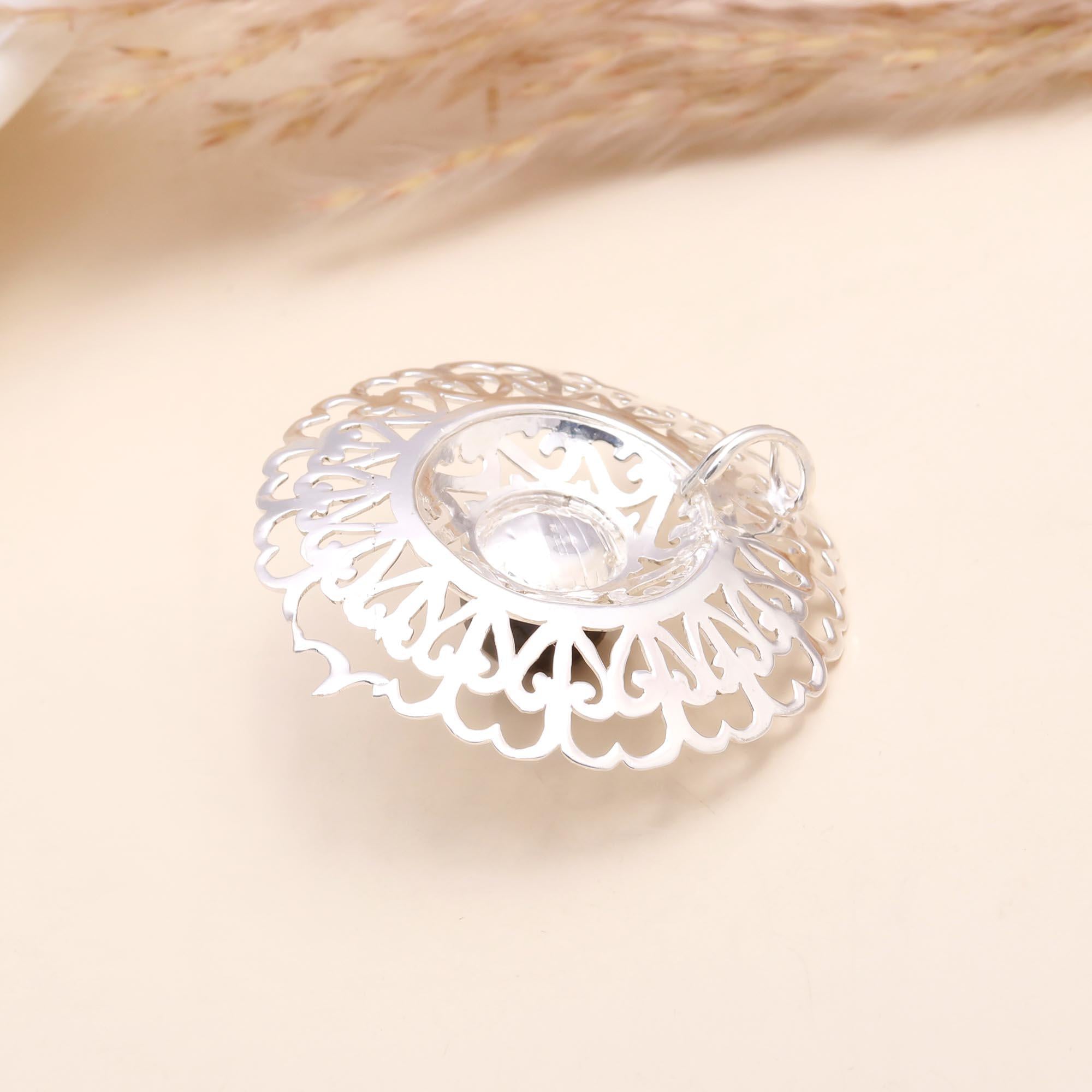 925 Sterling Silver Filigree Smoky Quartz Boho Pendant