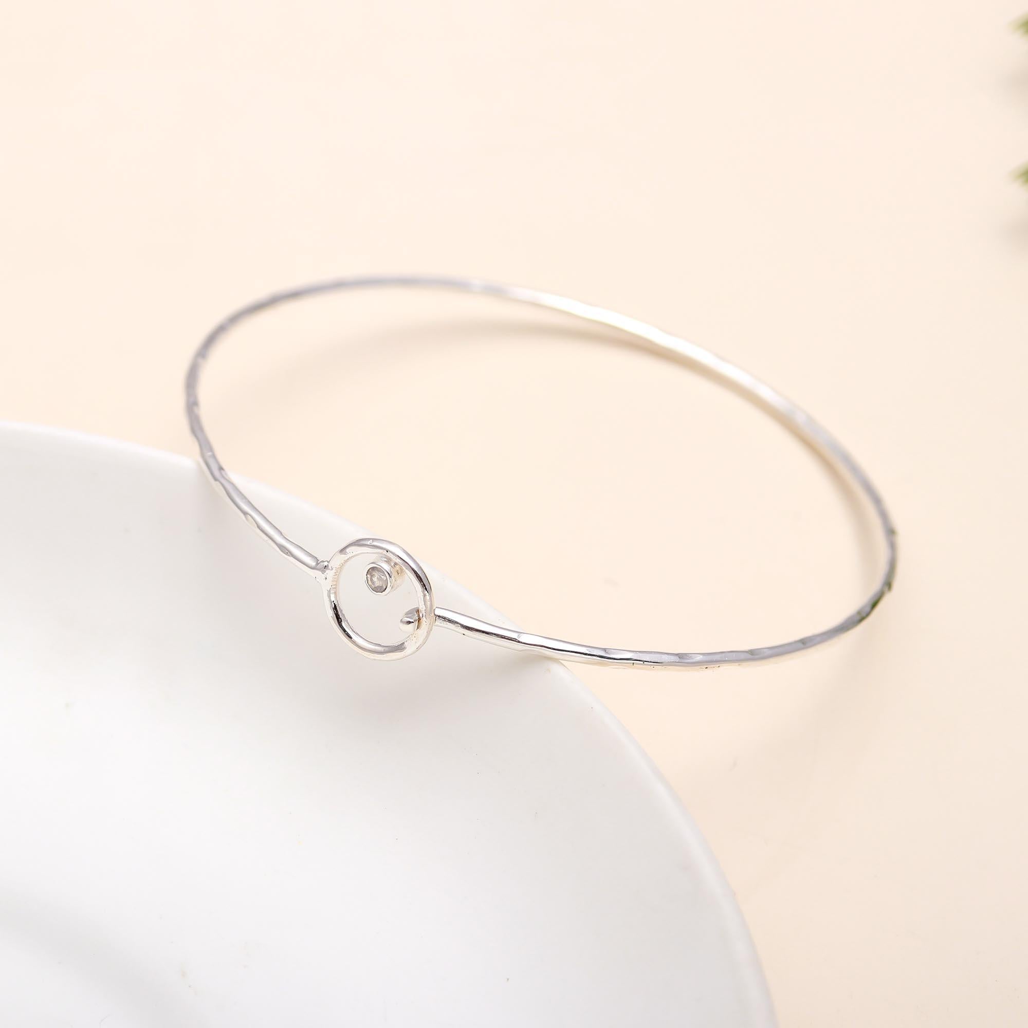 925 Silver Open Circle Bangle Bracelet