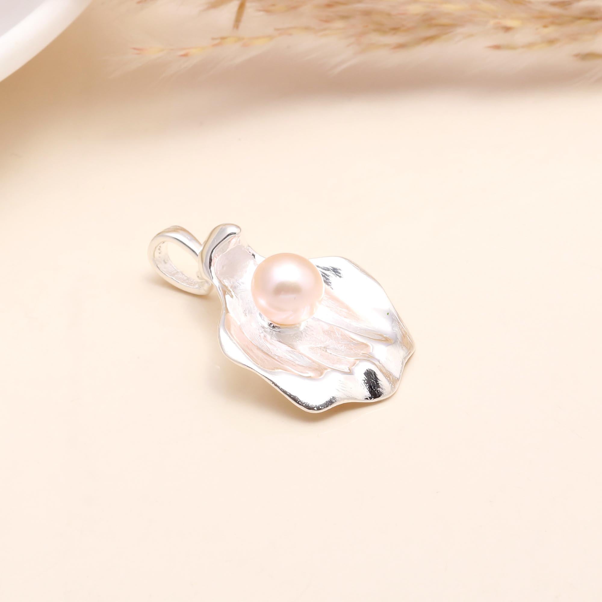 925 Sterling Silver Pink Pearl Shell Pendant