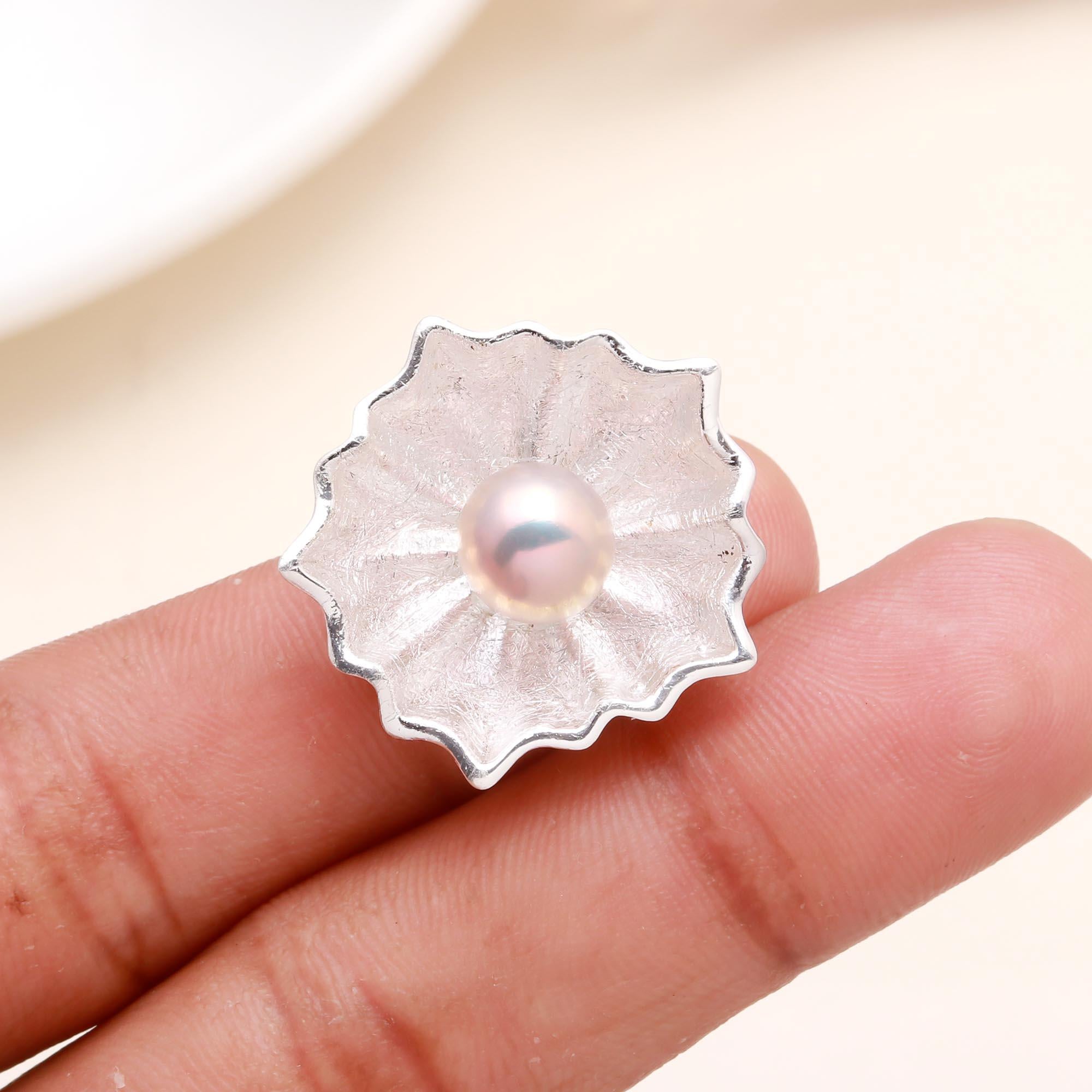 925 Sterling Silver  Pink Pearl Flower Pendant
