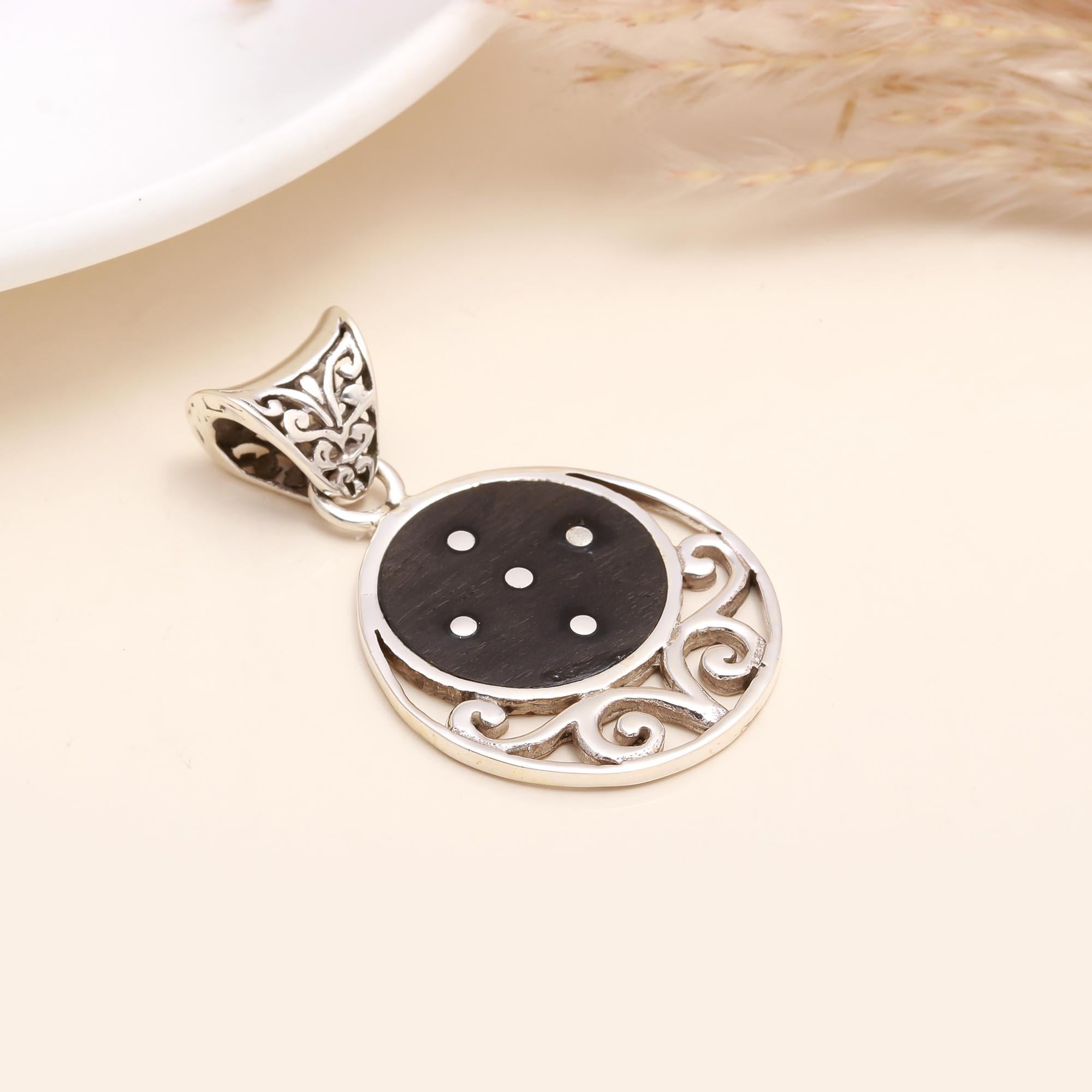 925 Sterling Silver & Wood Fusion Pendant