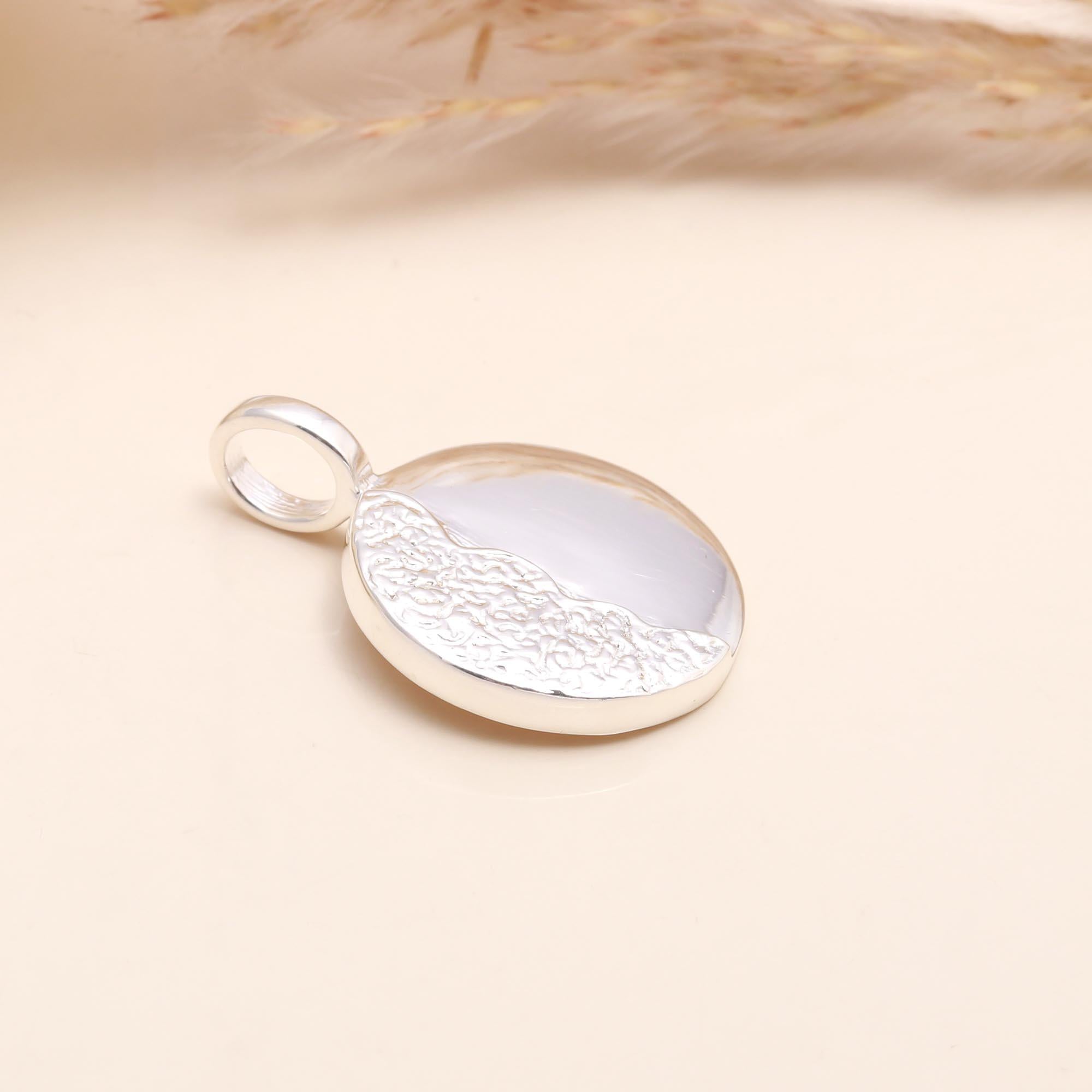 925 Sterling Silver Modern Textured Disc Pendant
