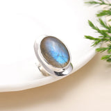 925 Sterling Silver Moonstone Labradorite  Ring