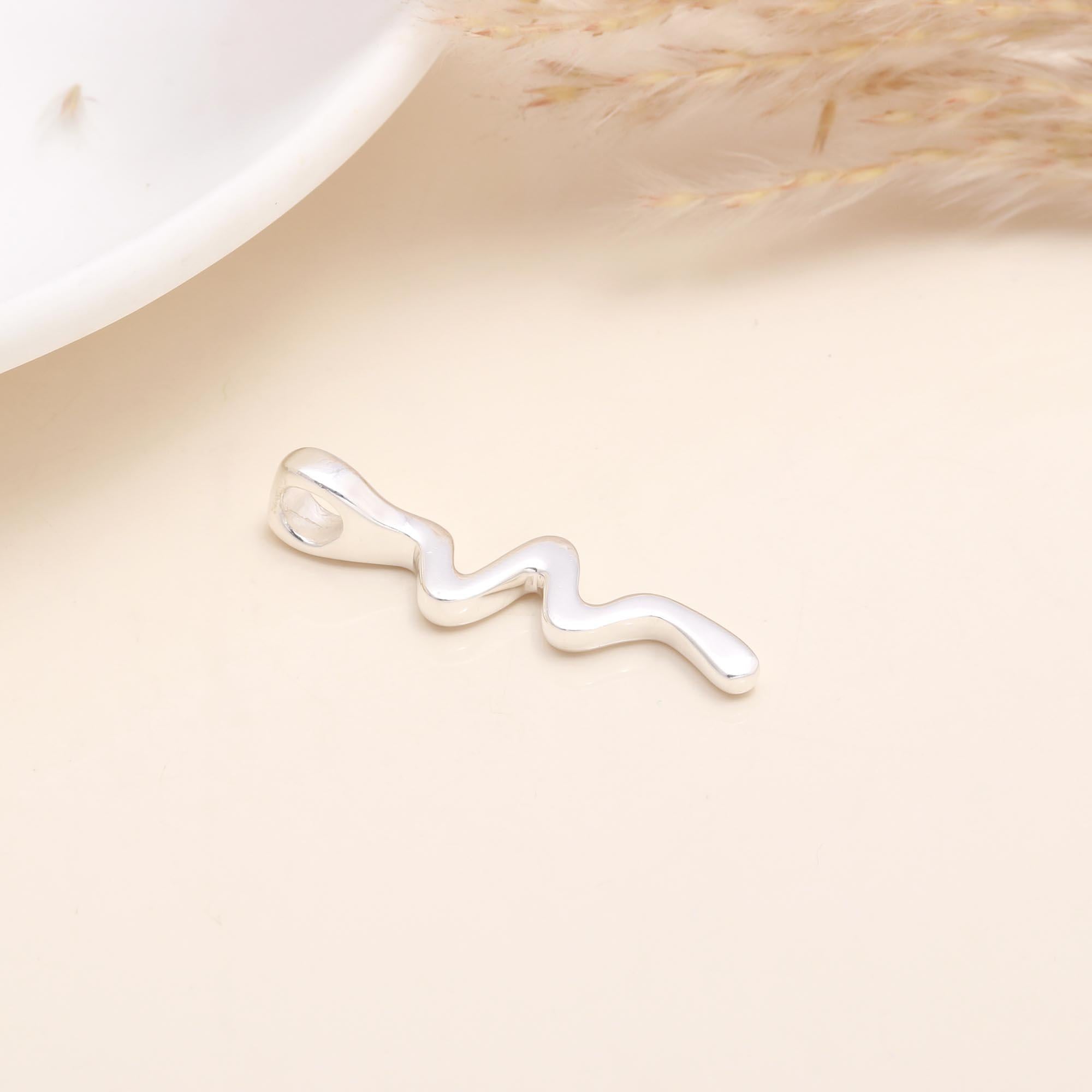 925 Sterling Silver Modern Abstract Wave Pendant