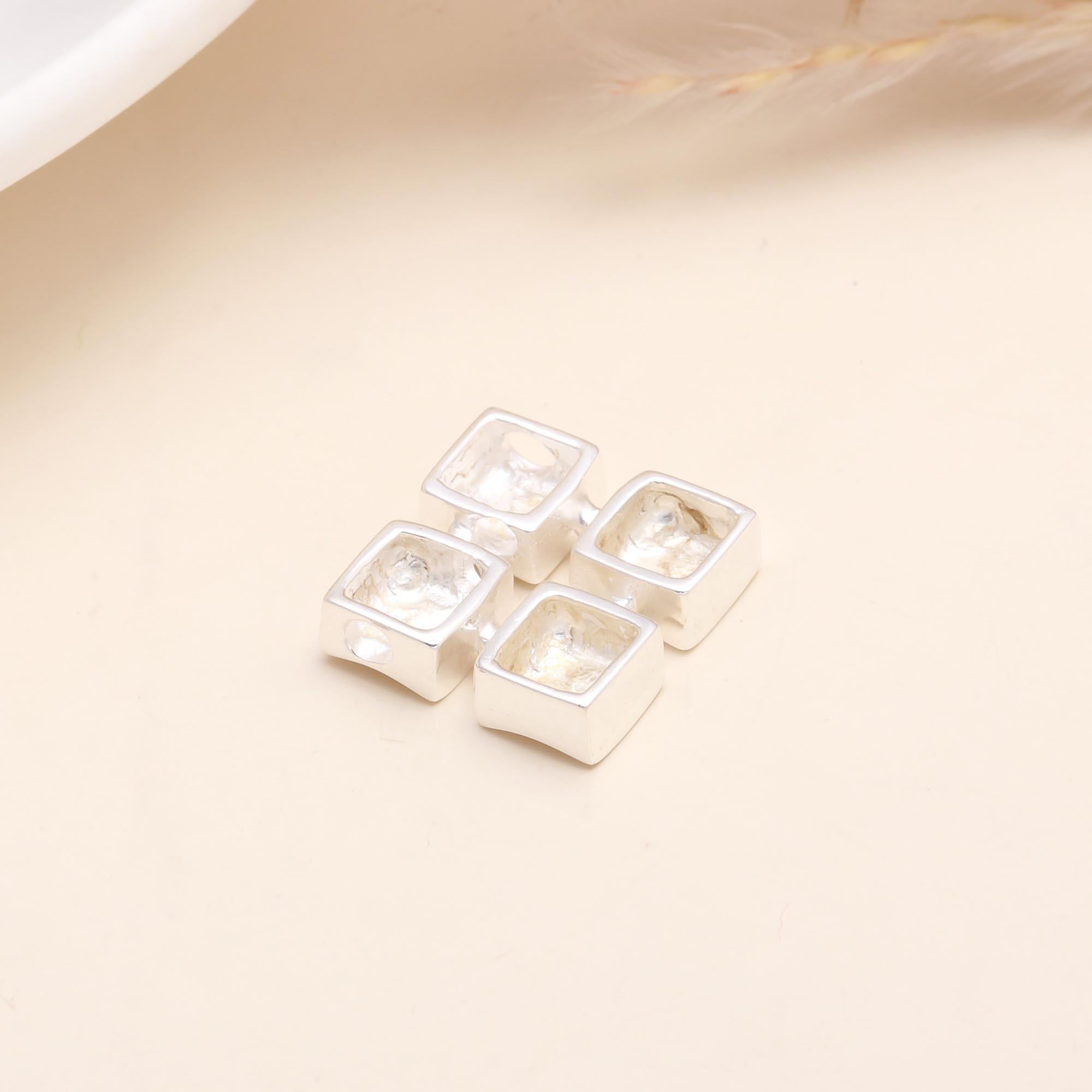 925 Sterling Silver Natural Stones Quad Square Pendant