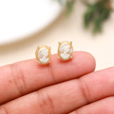 925 Sterling Silver Cameo Stud Earring with Pushback