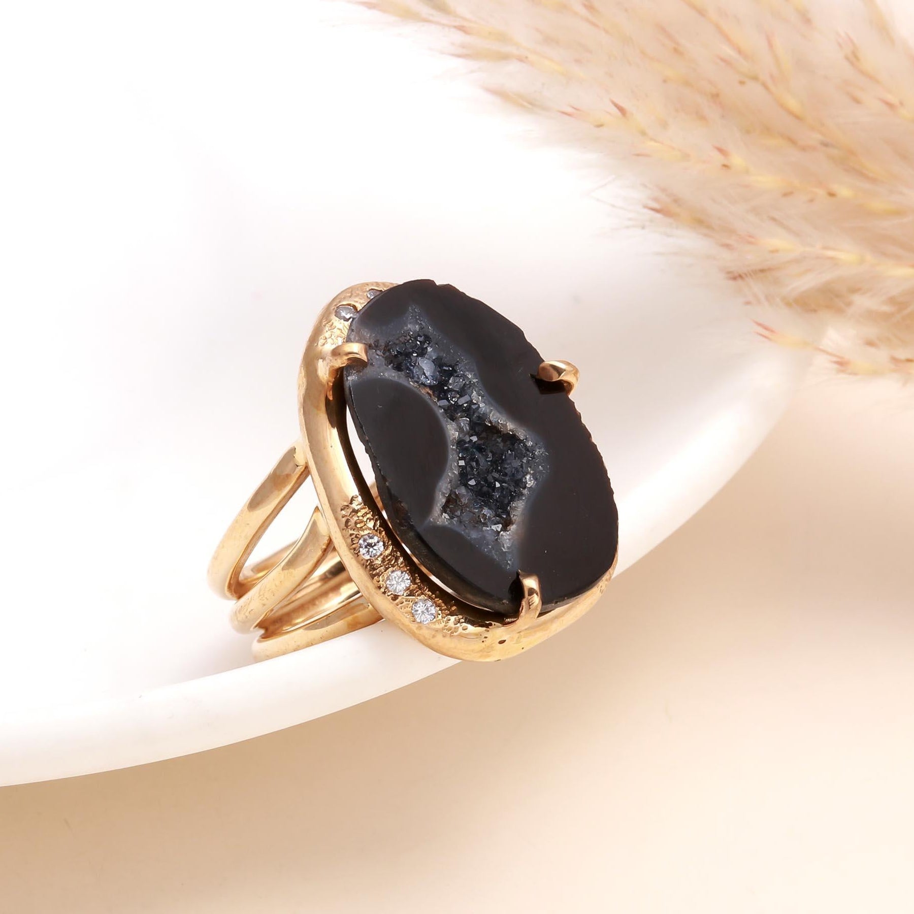 The Black Geode: Statement Geode Ring
