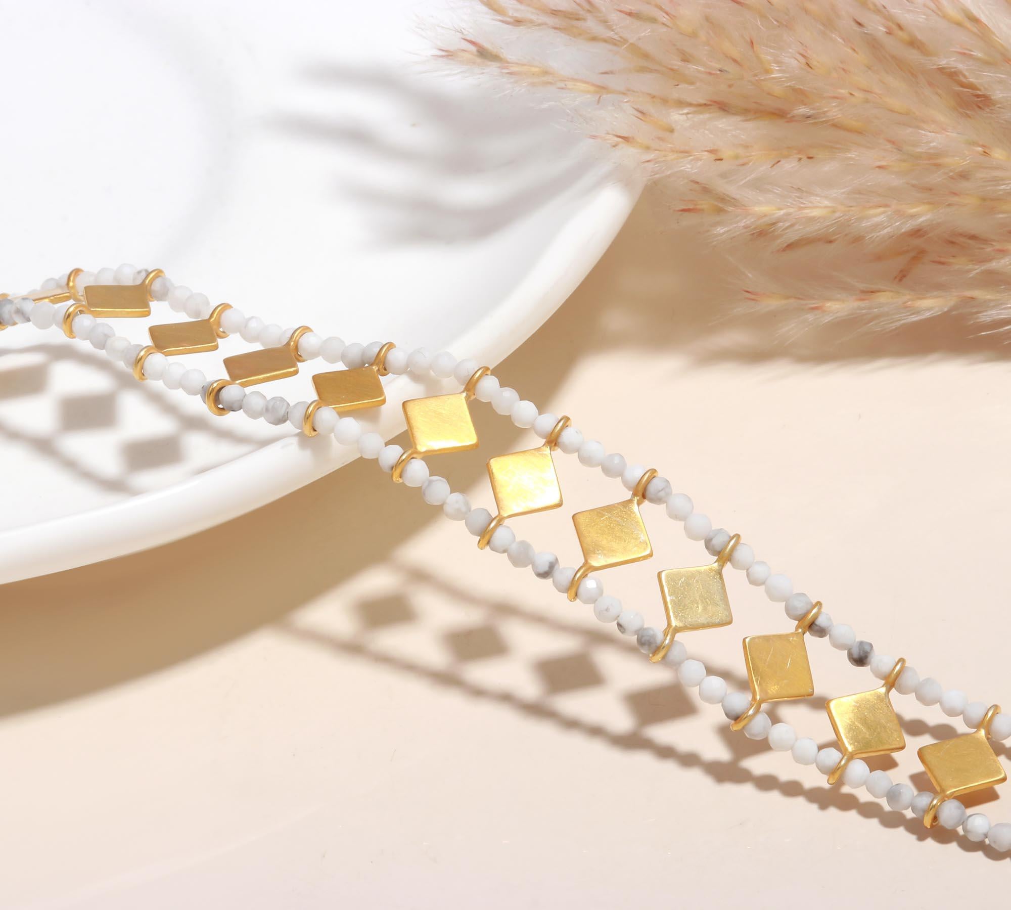 925 Sterling Silver White Beaded Bracelet