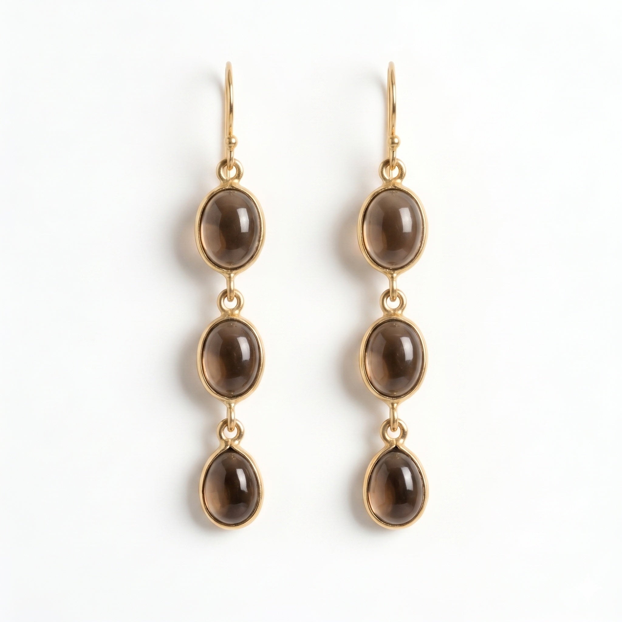 The Smoky Tier: Linear Quartz Drop Earrings