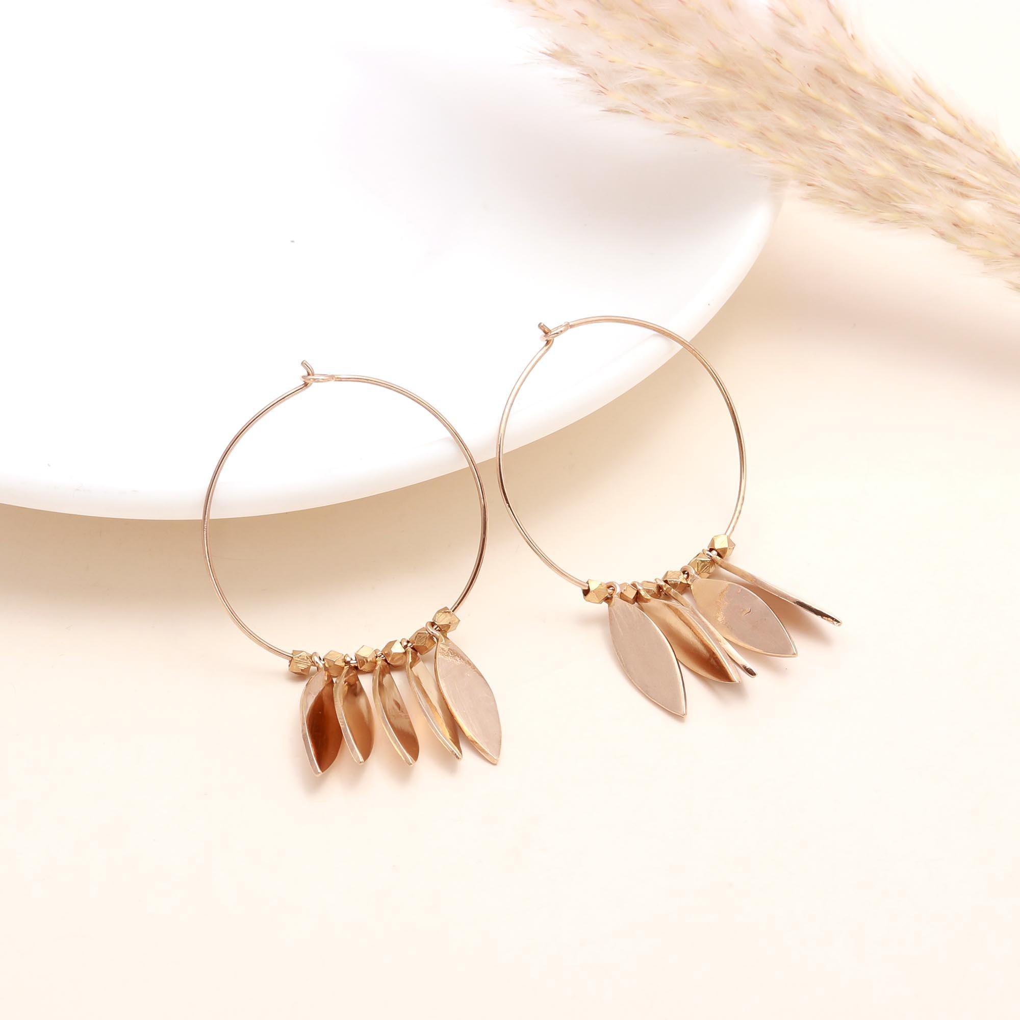 925 Silver Leaf Charms Hoop Earrings