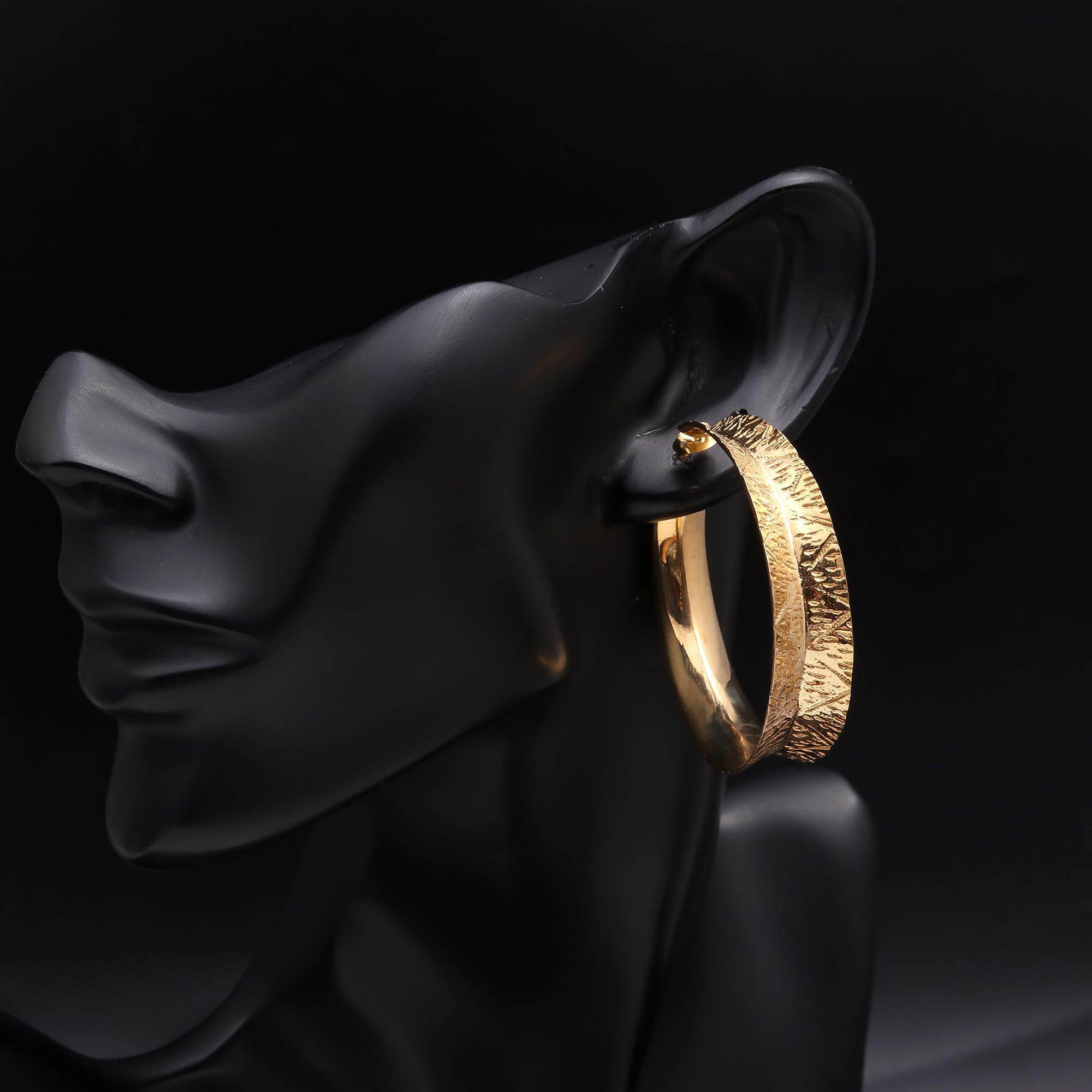 925 Sterling Silver Hammered Statement Hoops Earrings