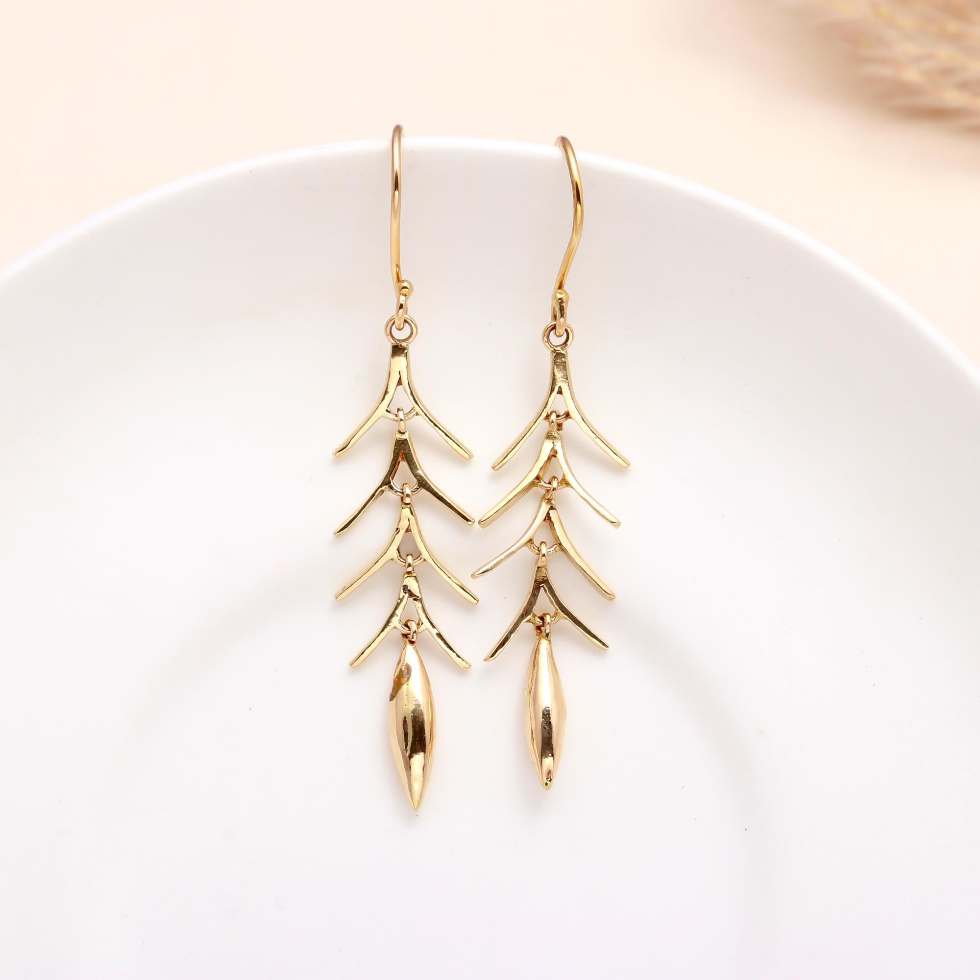 925 Sterling Silver Olive Leaf Drop Earrings