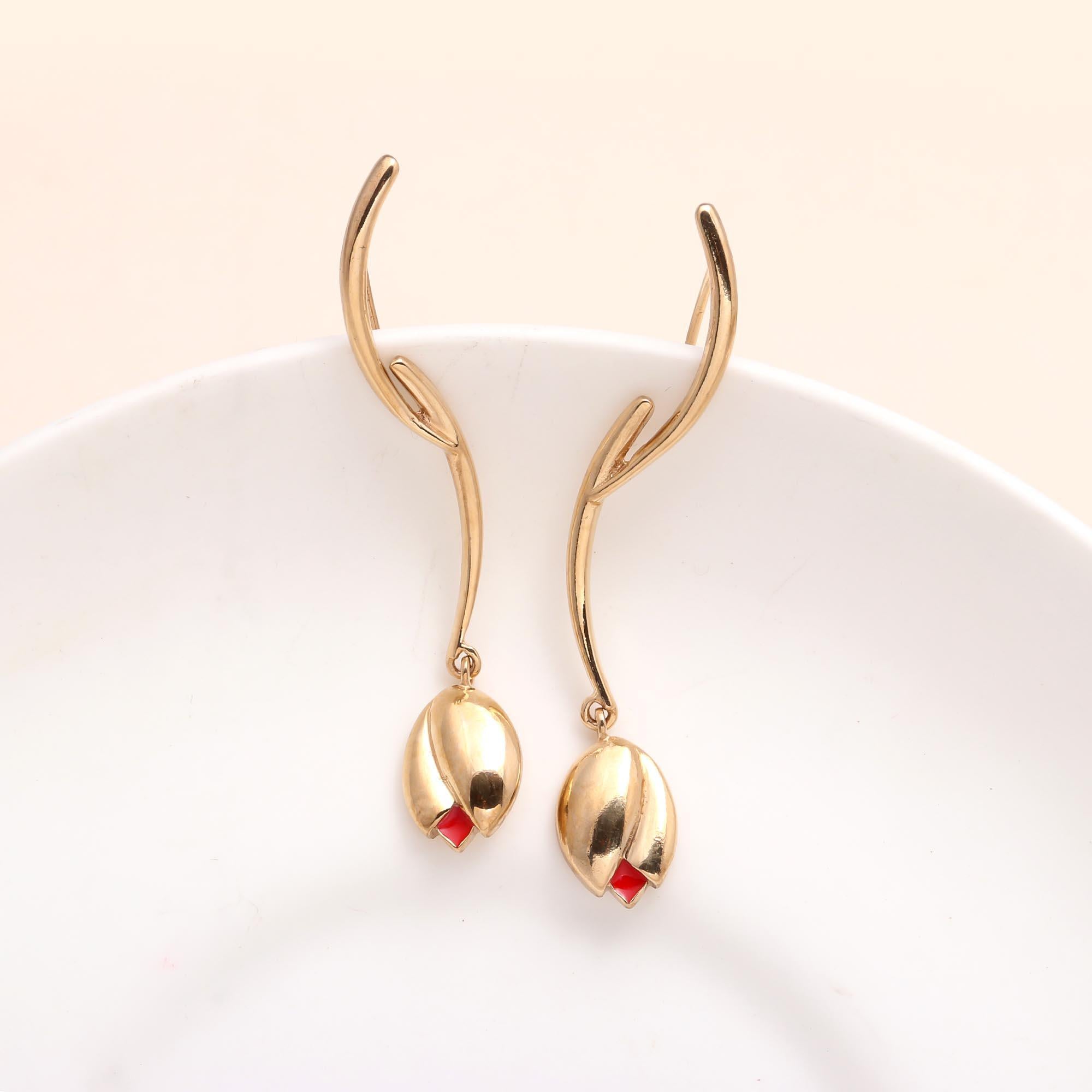 925 Sterling Silver Tulip Drop Earrings