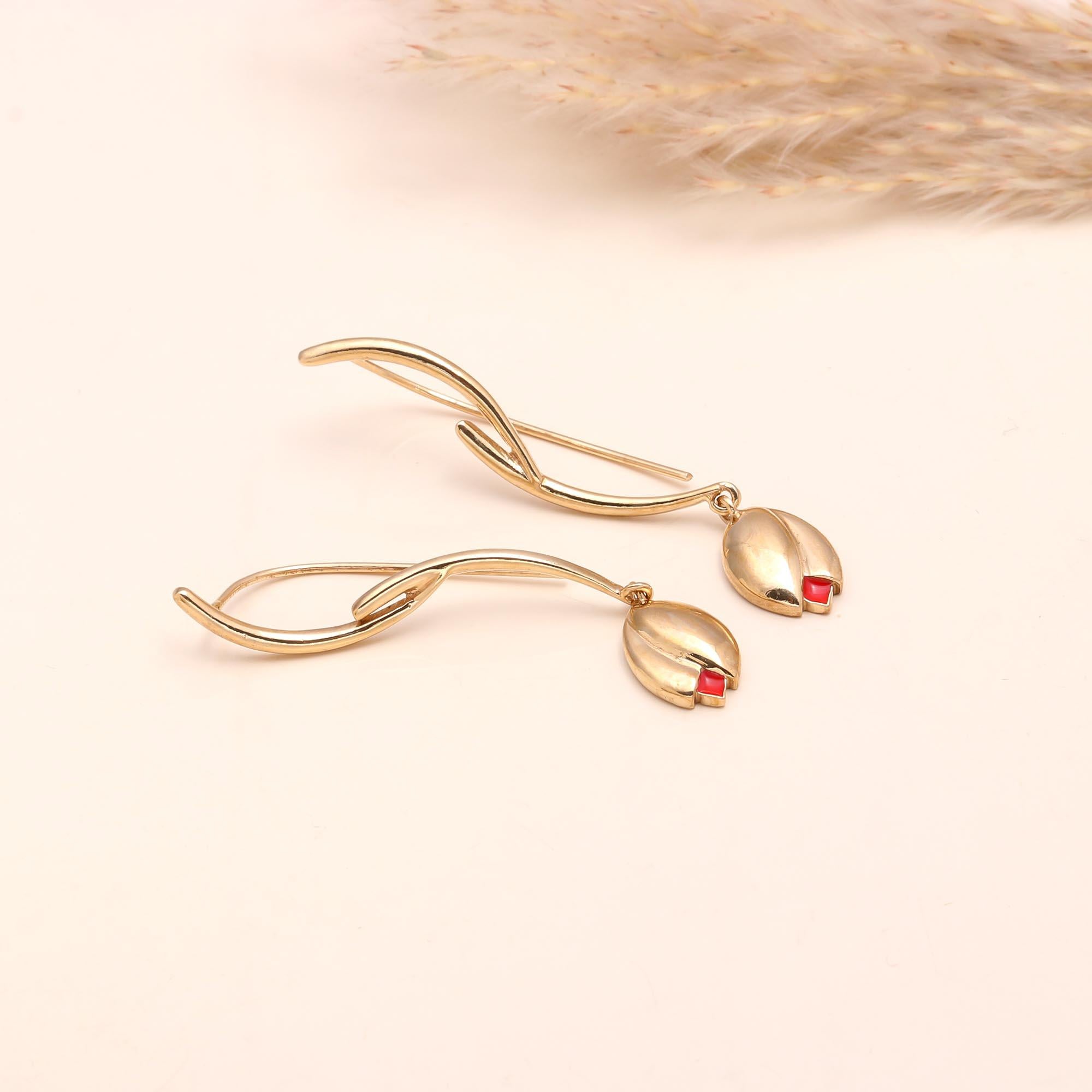 925 Sterling Silver Tulip Drop Earrings