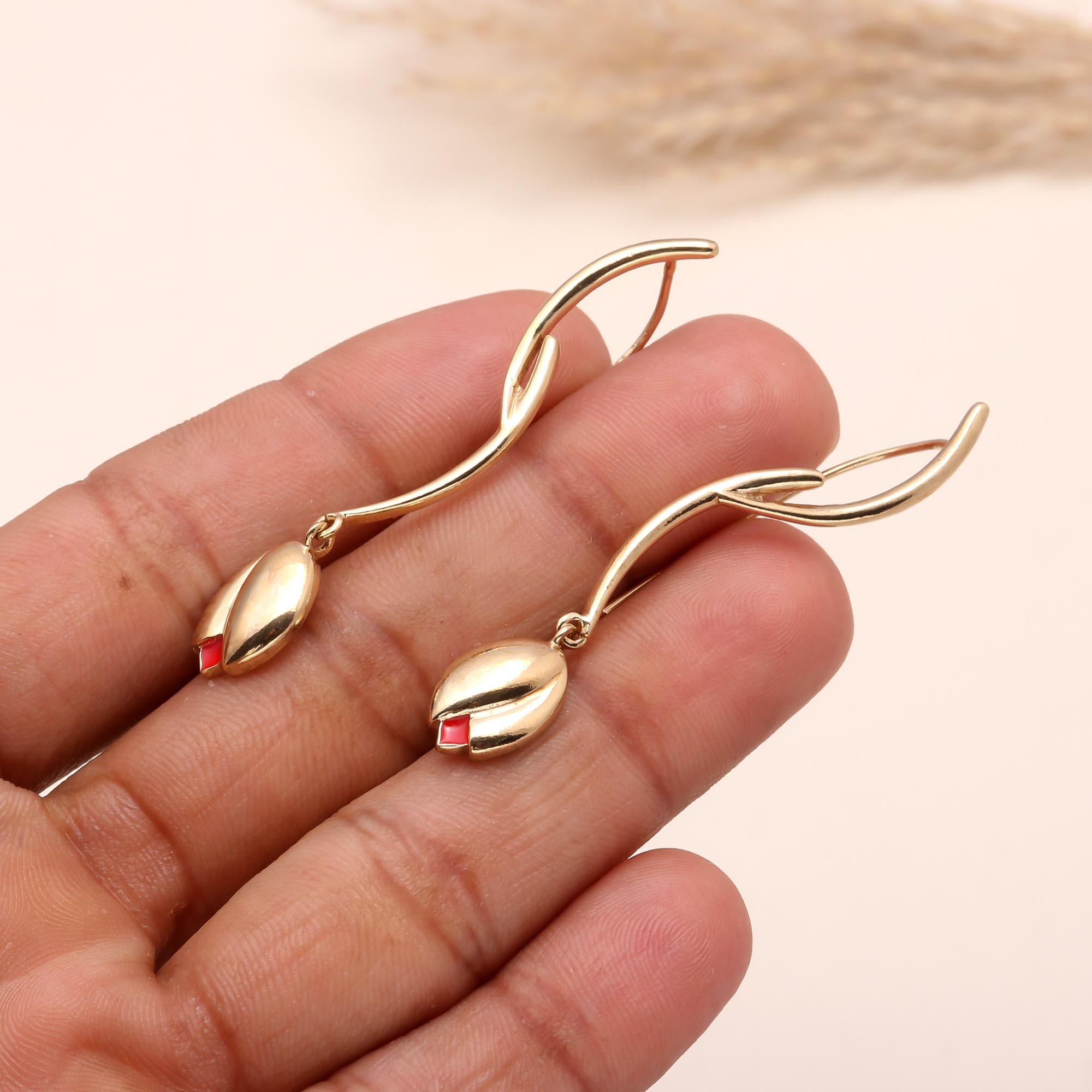 925 Sterling Silver Tulip Drop Earrings