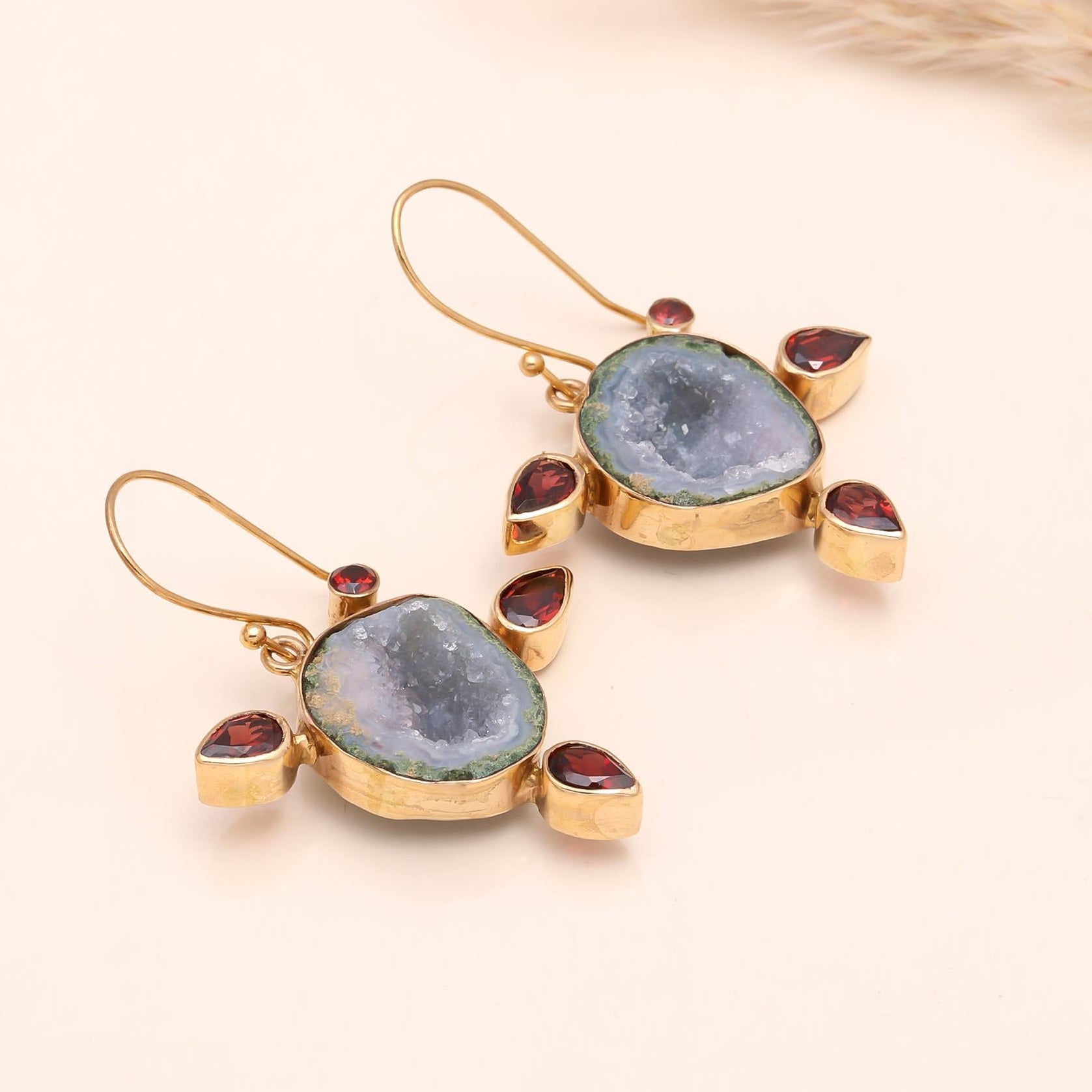 The Geode Amulet: Agate Geode Drop Earrings
