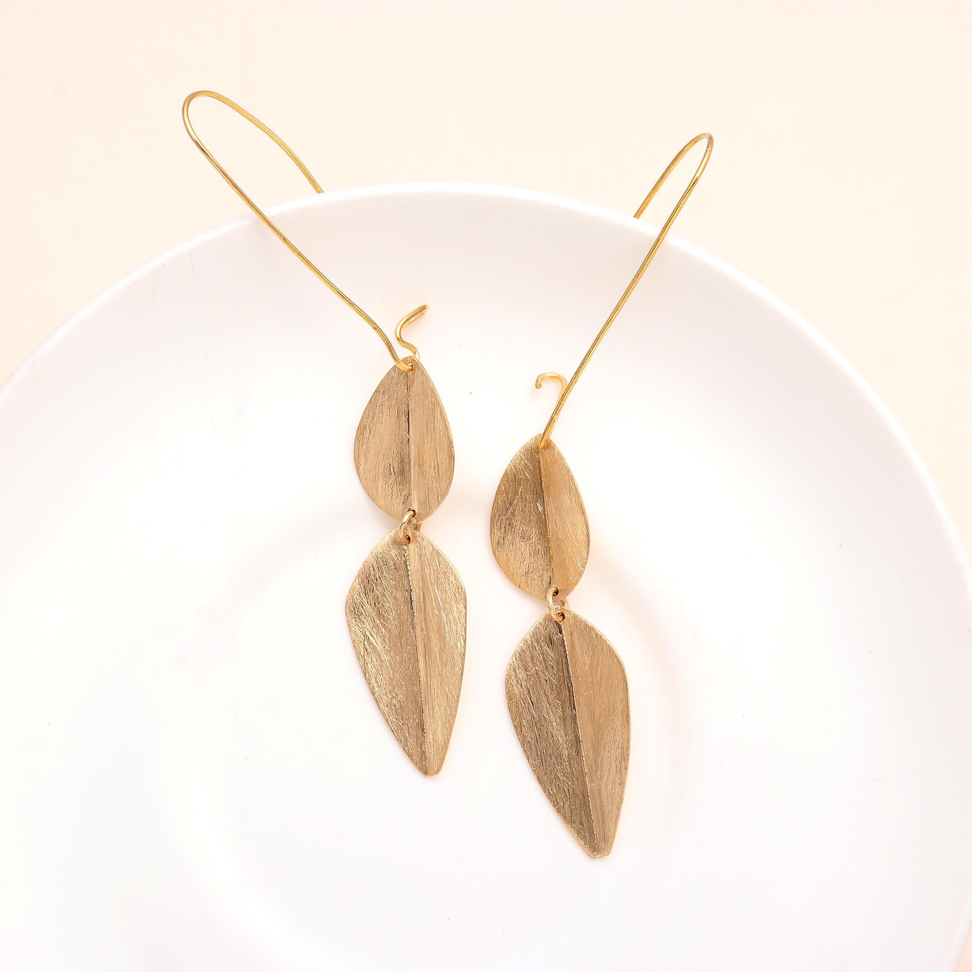 925 Sterling Silver Leaf Drop Earrings