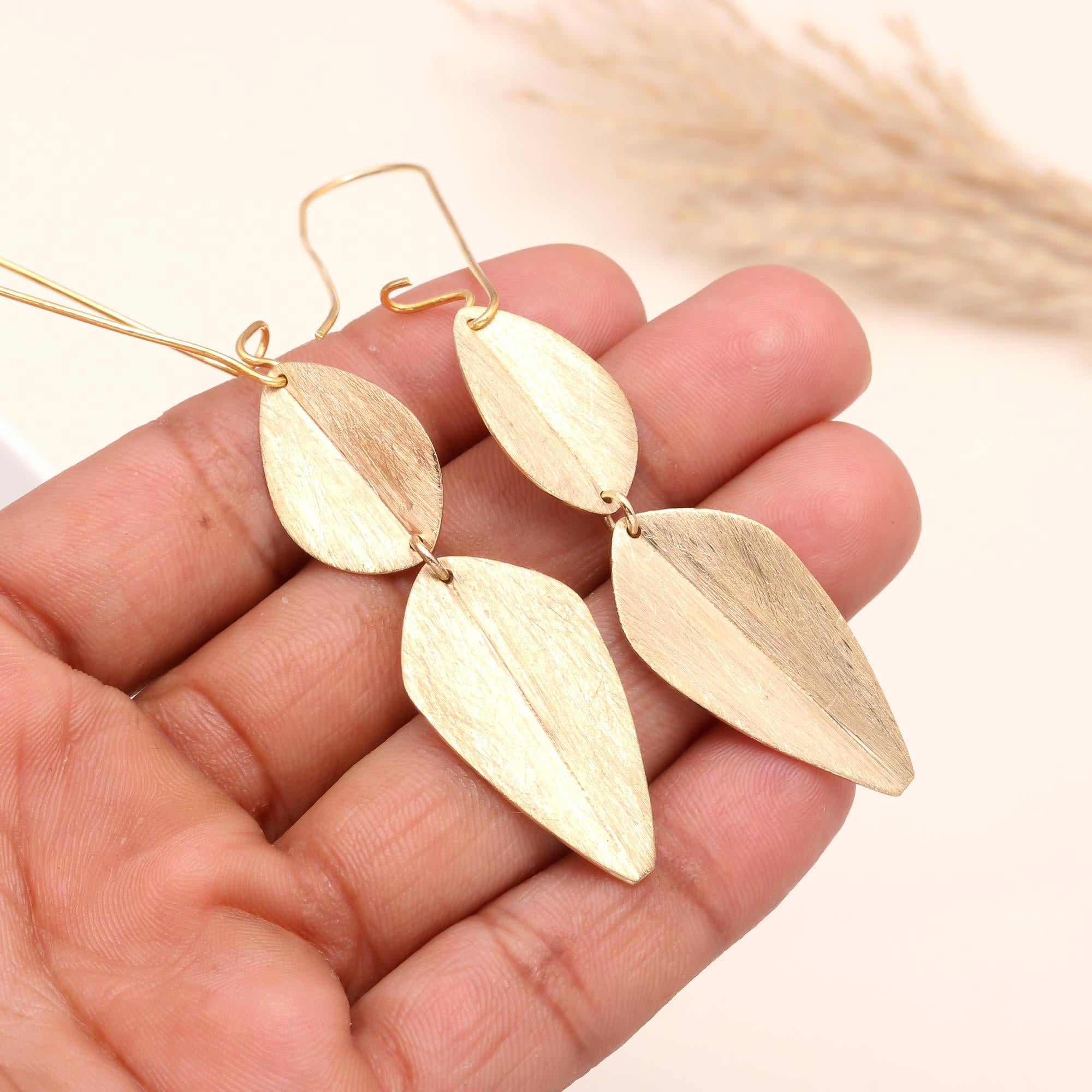 925 Sterling Silver Leaf Drop Earrings