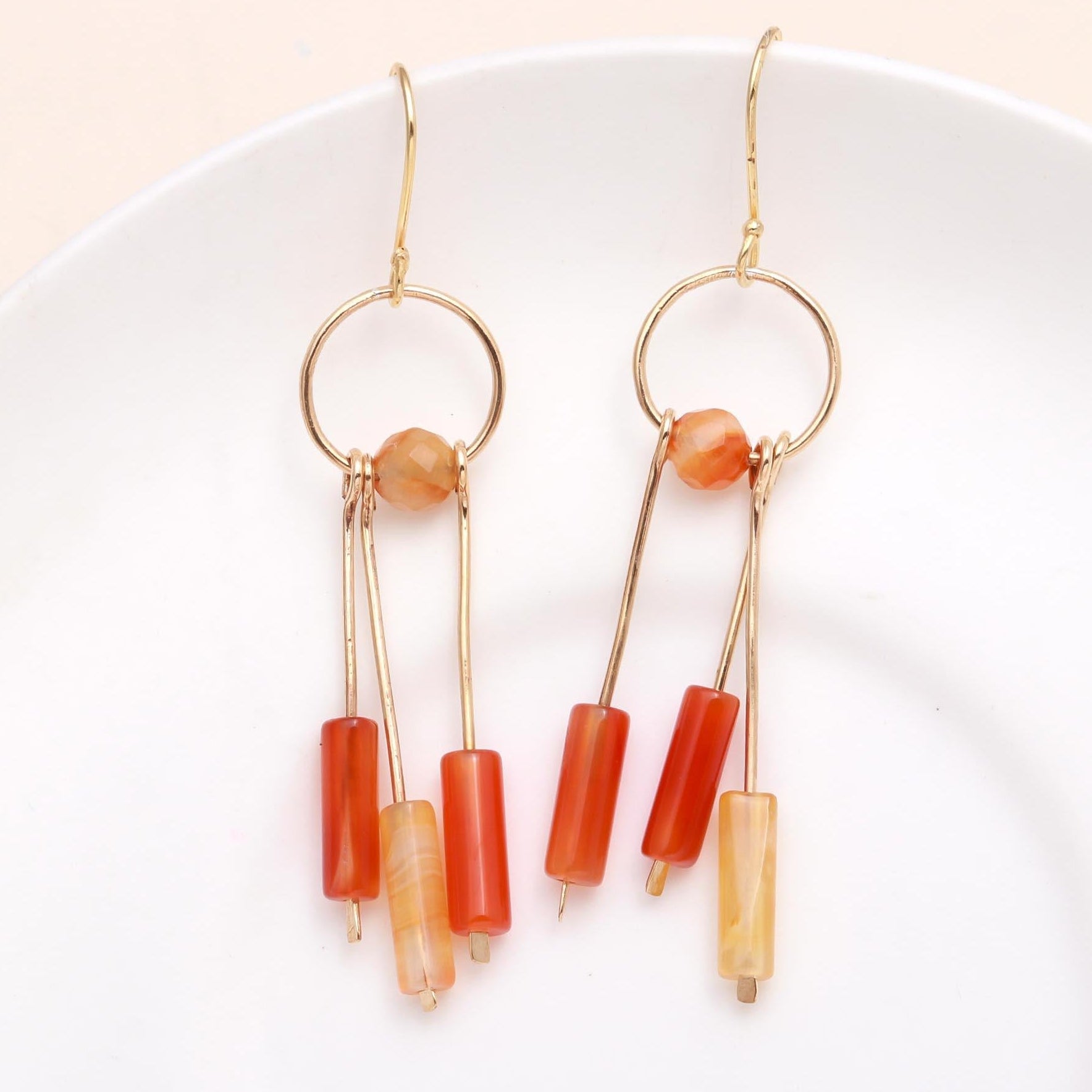 The Carnelian Linear: Tube Bead Drop Earrings