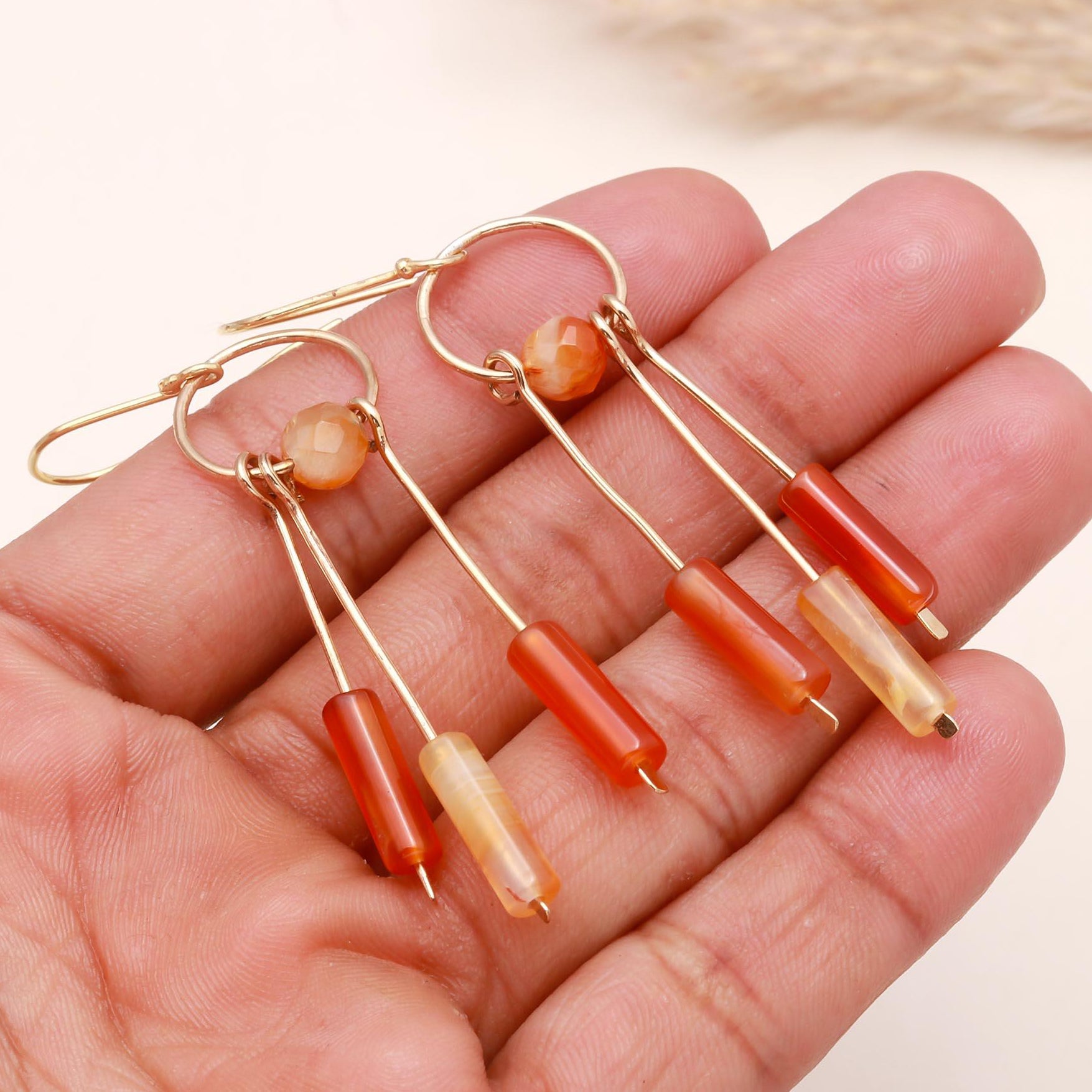 The Carnelian Linear: Tube Bead Drop Earrings