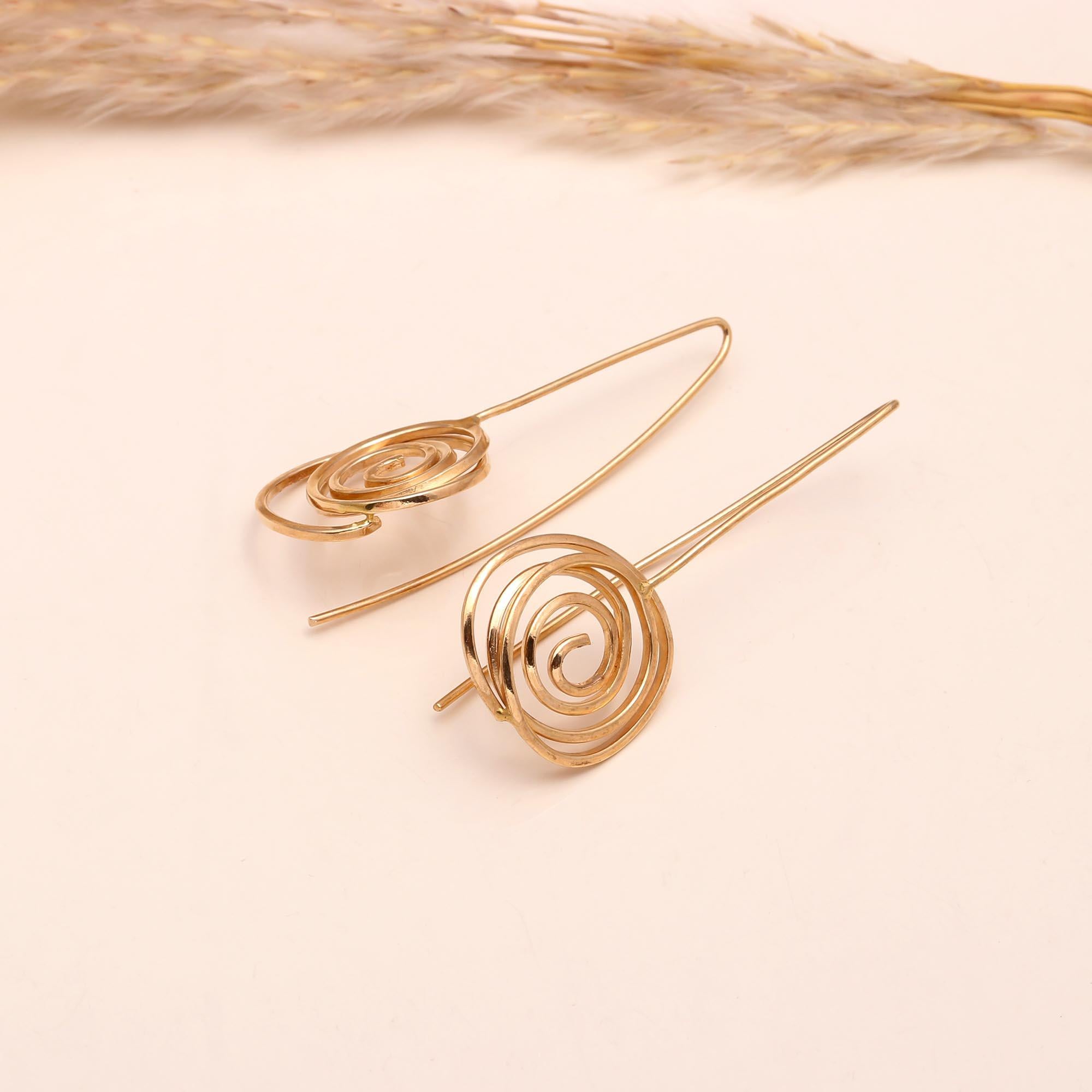 925 Sterling Silver Spiral Swirl Dangle Earrings