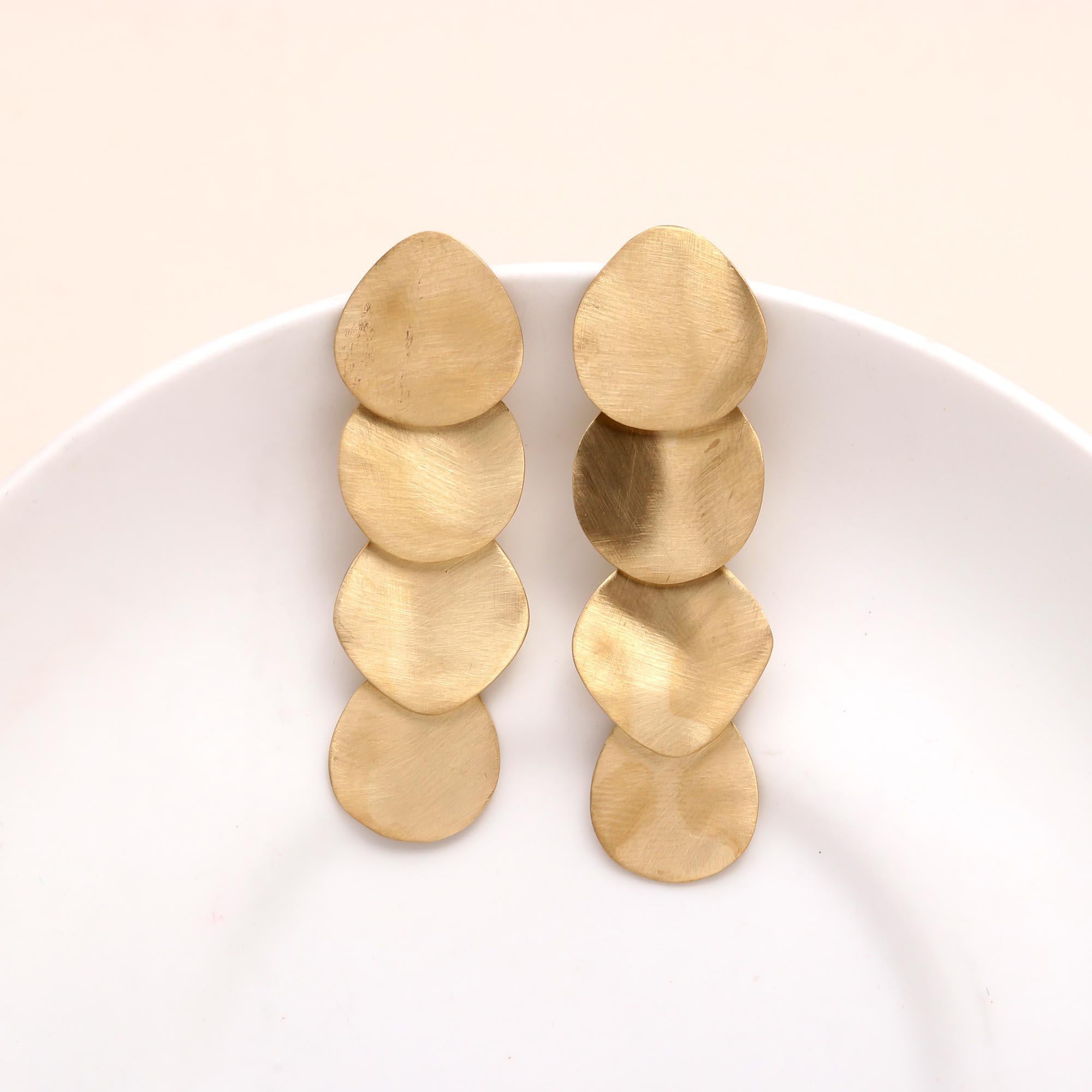 925 Sterling Silver Brushed Petal Drop Earrings