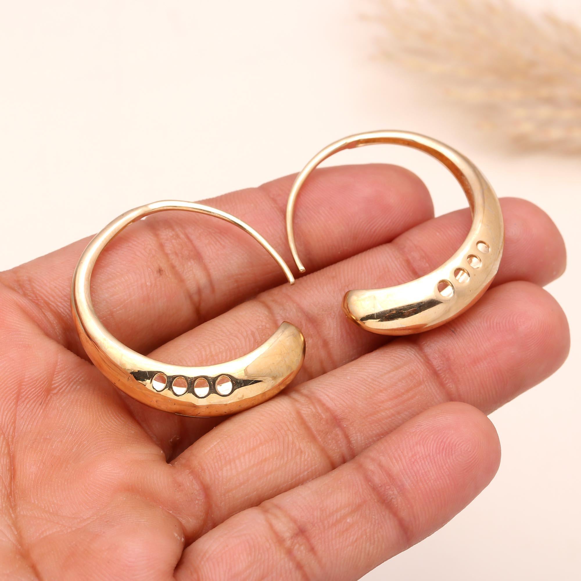 925 Sterling Silver Crescent Hoop Earrings
