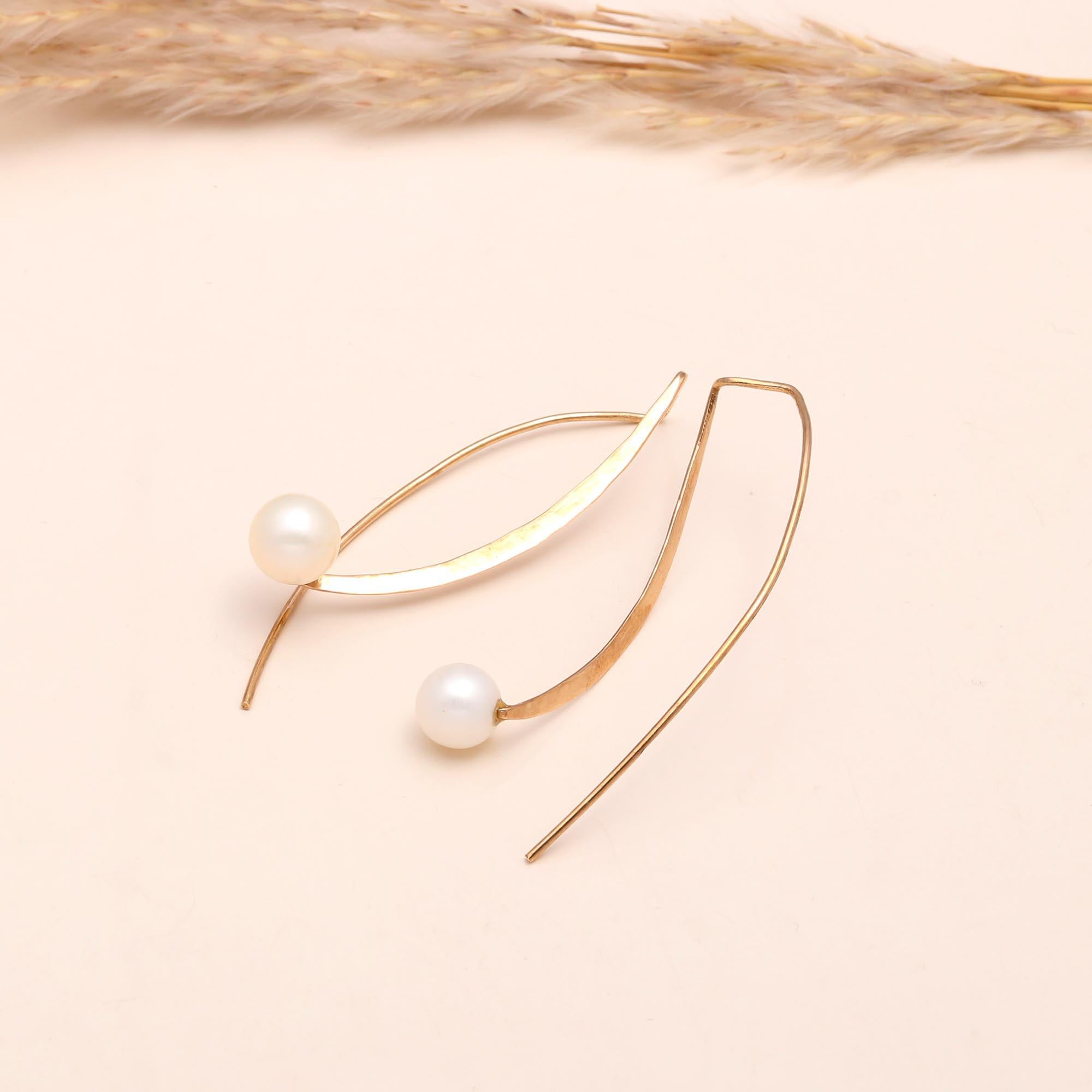 925 Sterling Silver Modern Pearl Drop Earrings