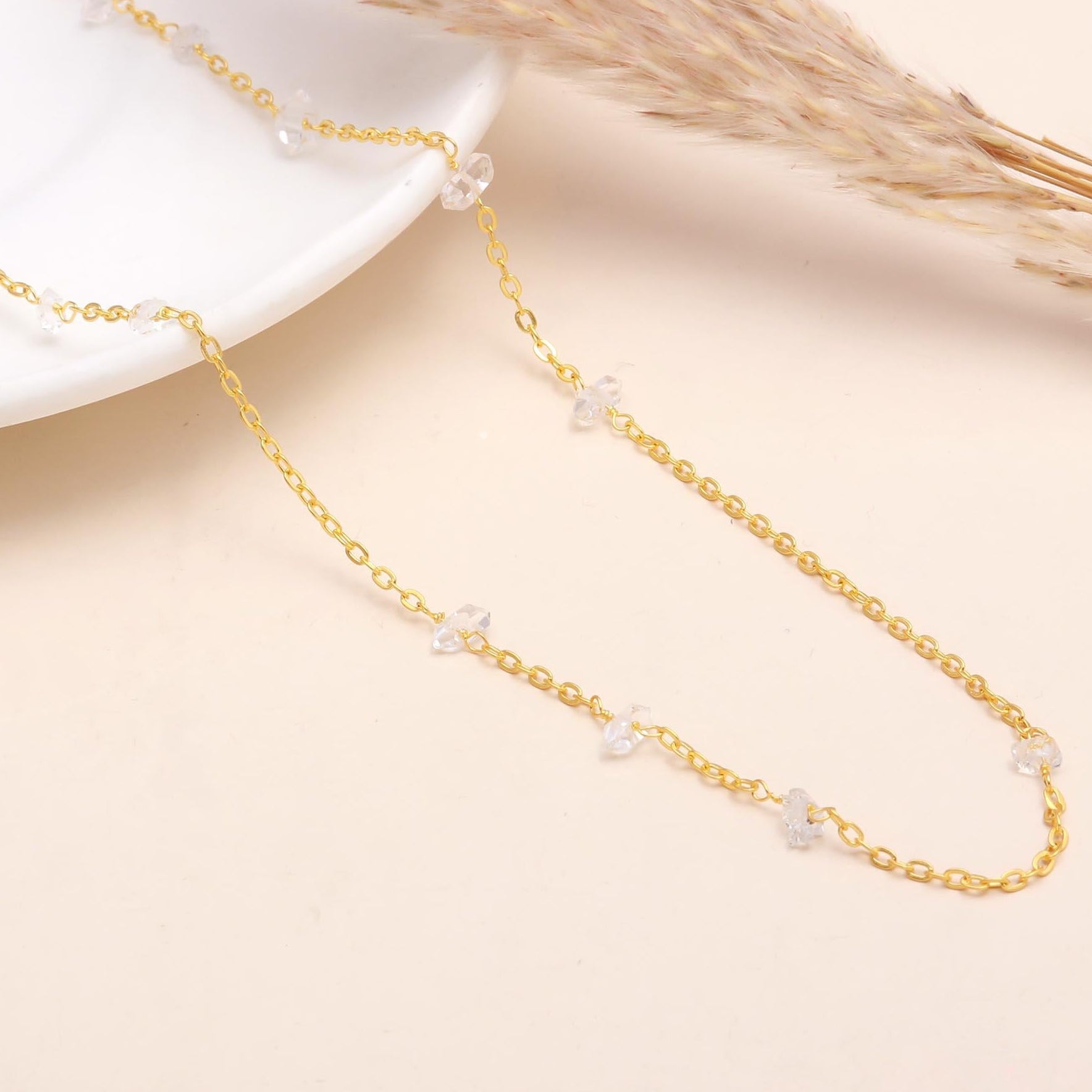 The Ethereal Strand: Herkimer Diamond Chain Necklace