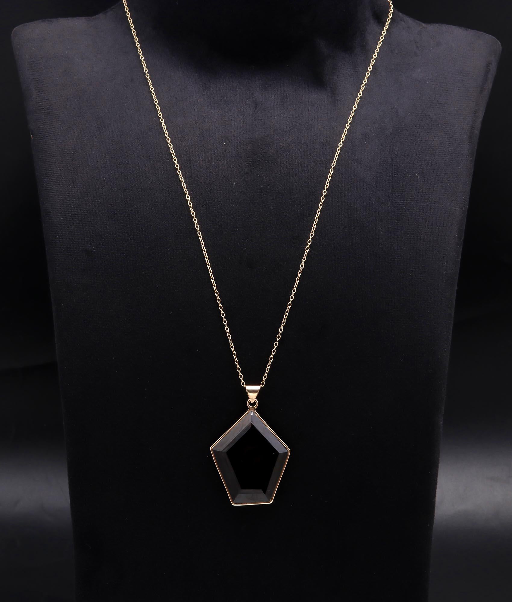 Geometric Smoky Quartz Pendant Necklace