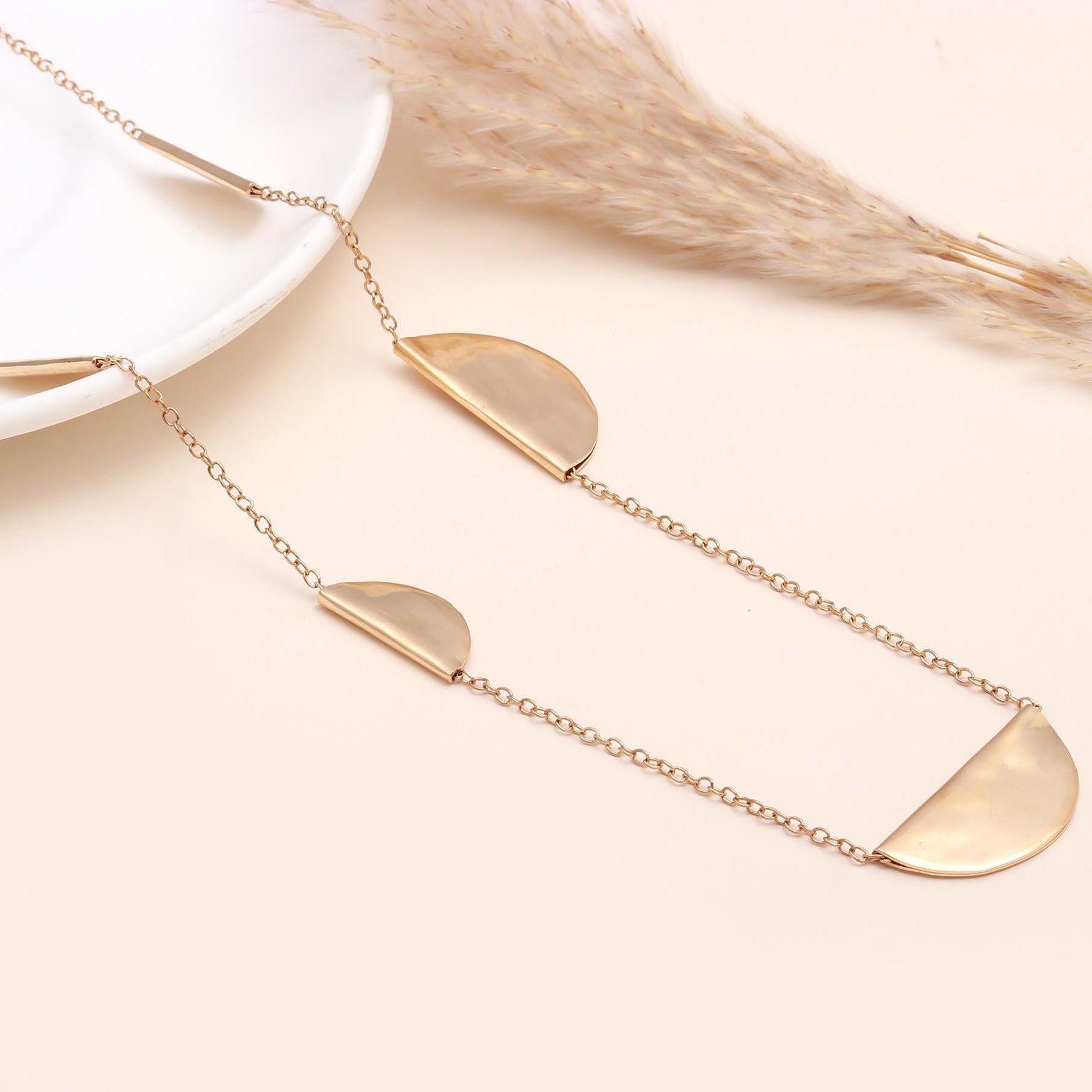 The Moon Phase: Gold Semicircle Station Necklace