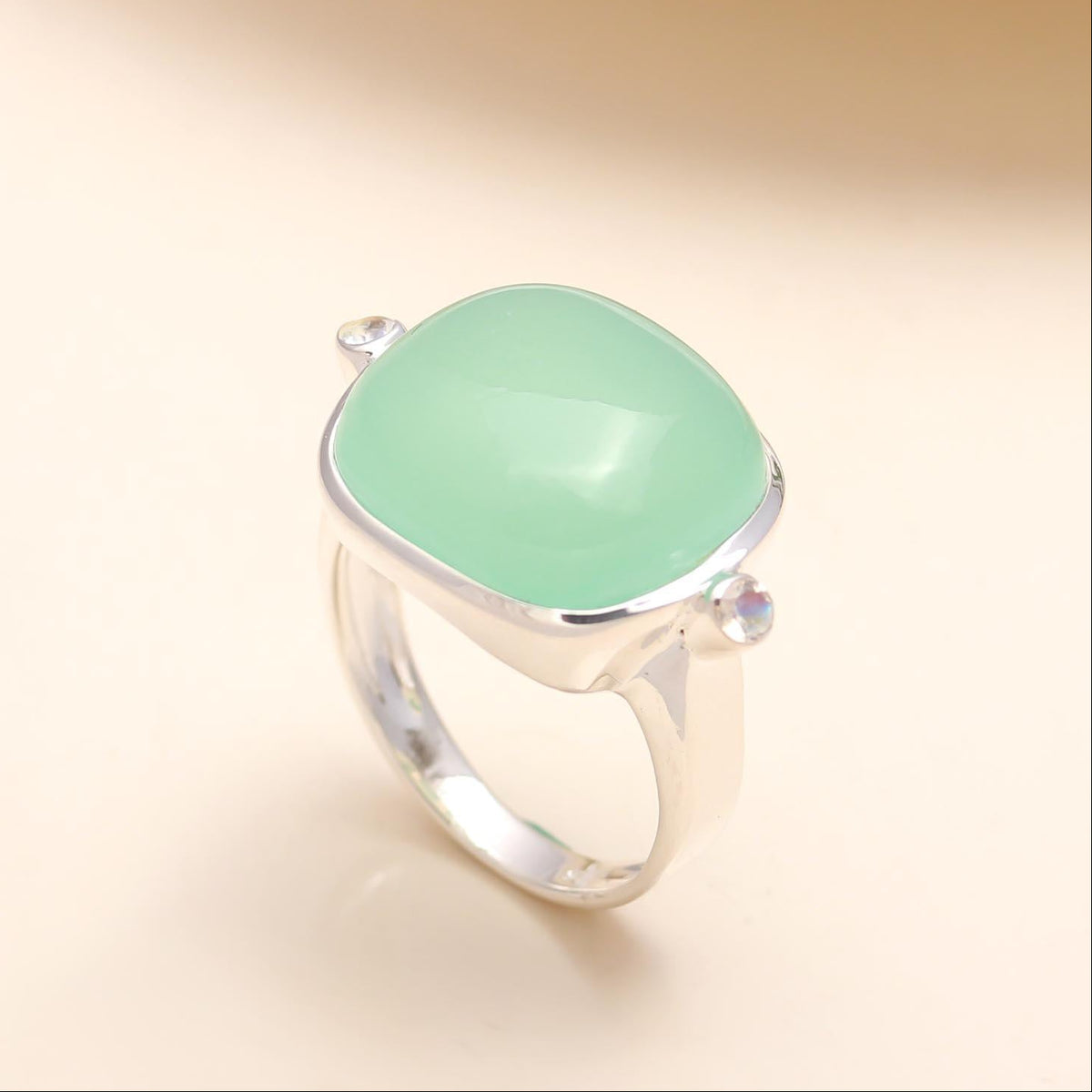 925 Silver Green Chalcedony Ring