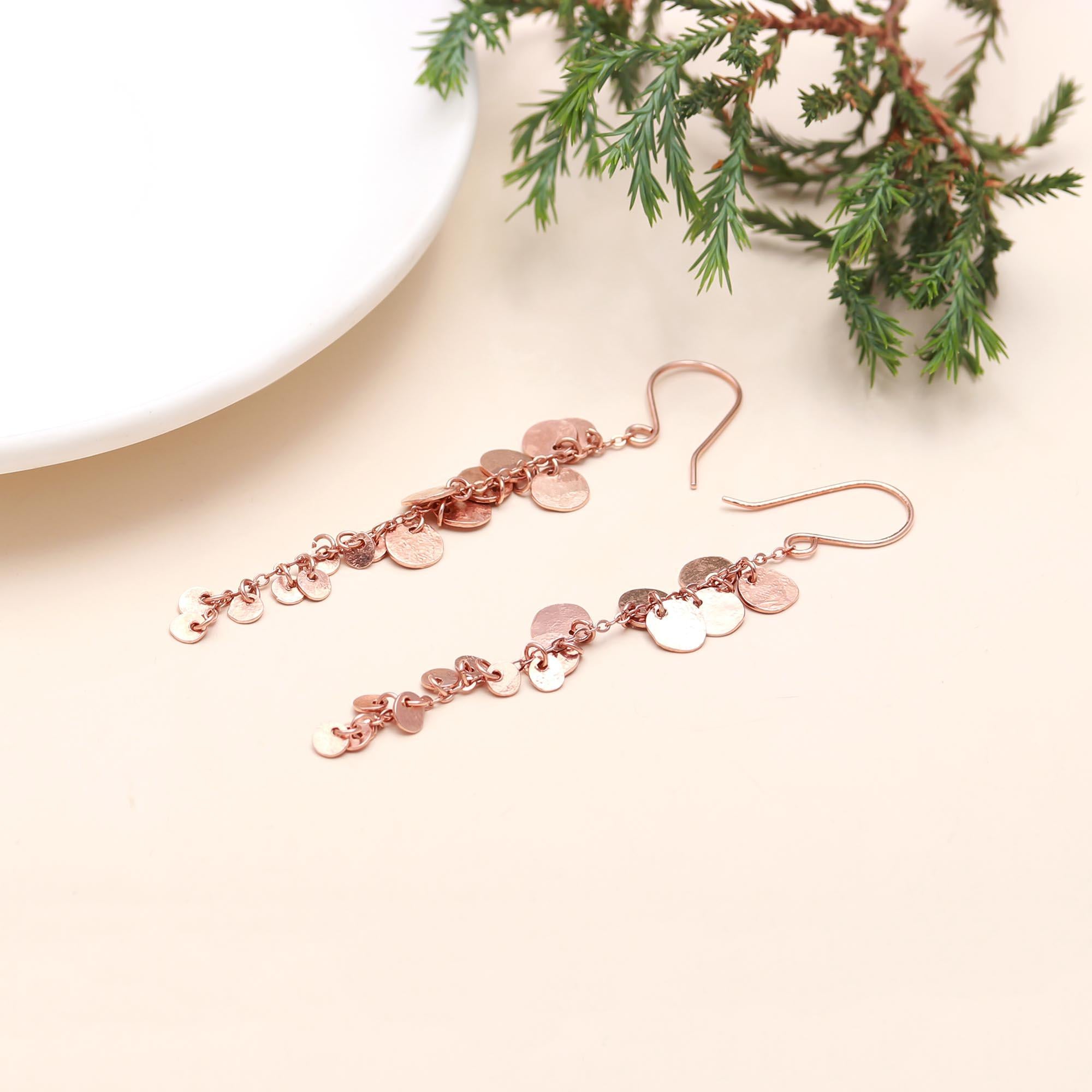 925 Sterling Silver Hammered Disc Long Dangle Drop Earrings