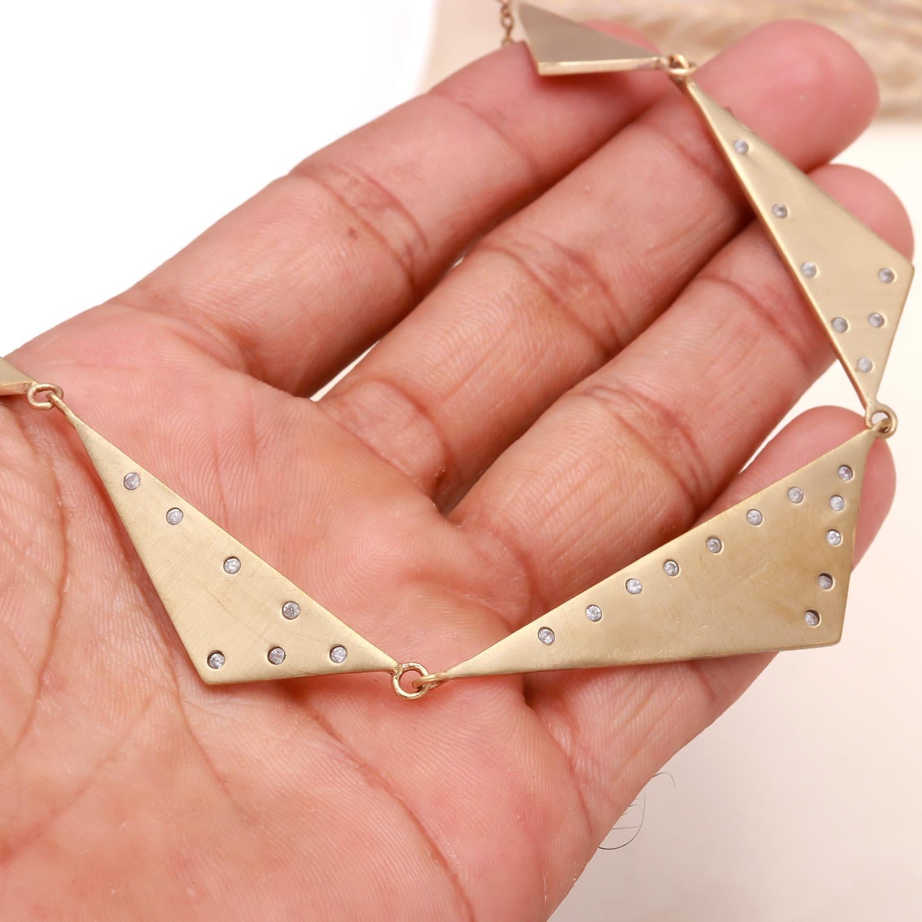 The Geo Collar: Asymmetric Triangle Station Necklace