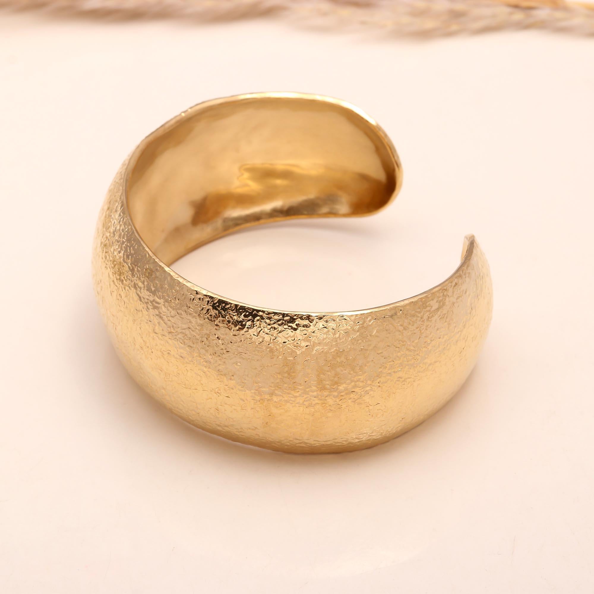 The Gilded Terrain: Textured Gold Domed Cuff